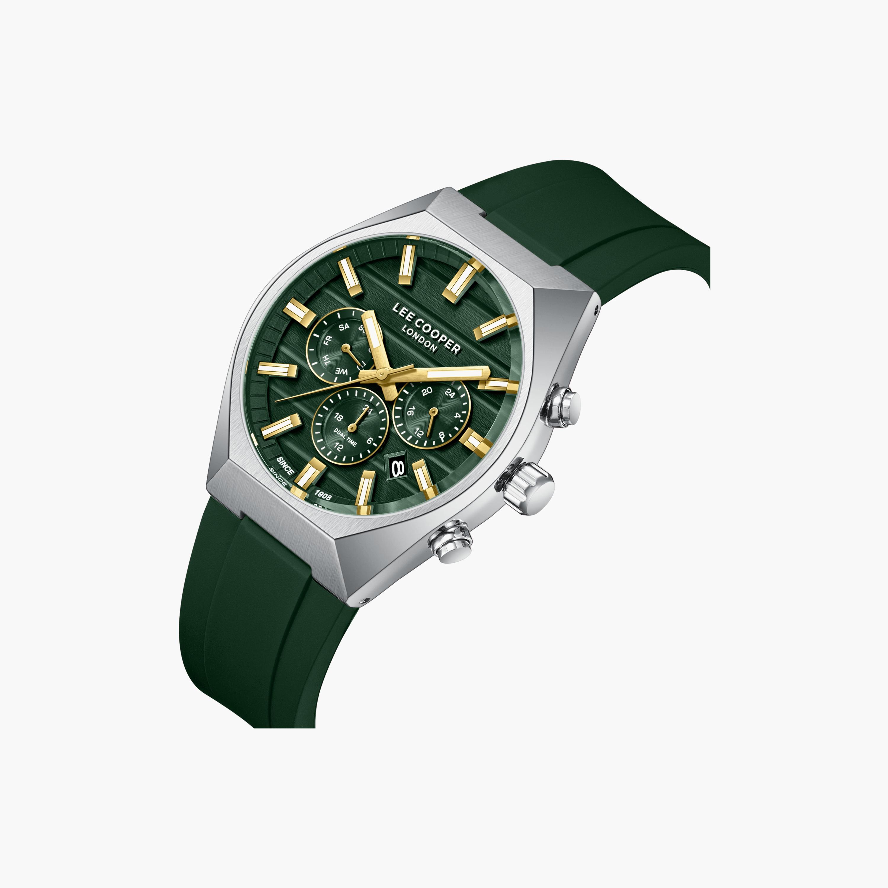 Lee Cooper Men's 41 MM Analog Green Dial Silicone Strap | LC08388-375-men-watchesandjewellery-watches-image-3
