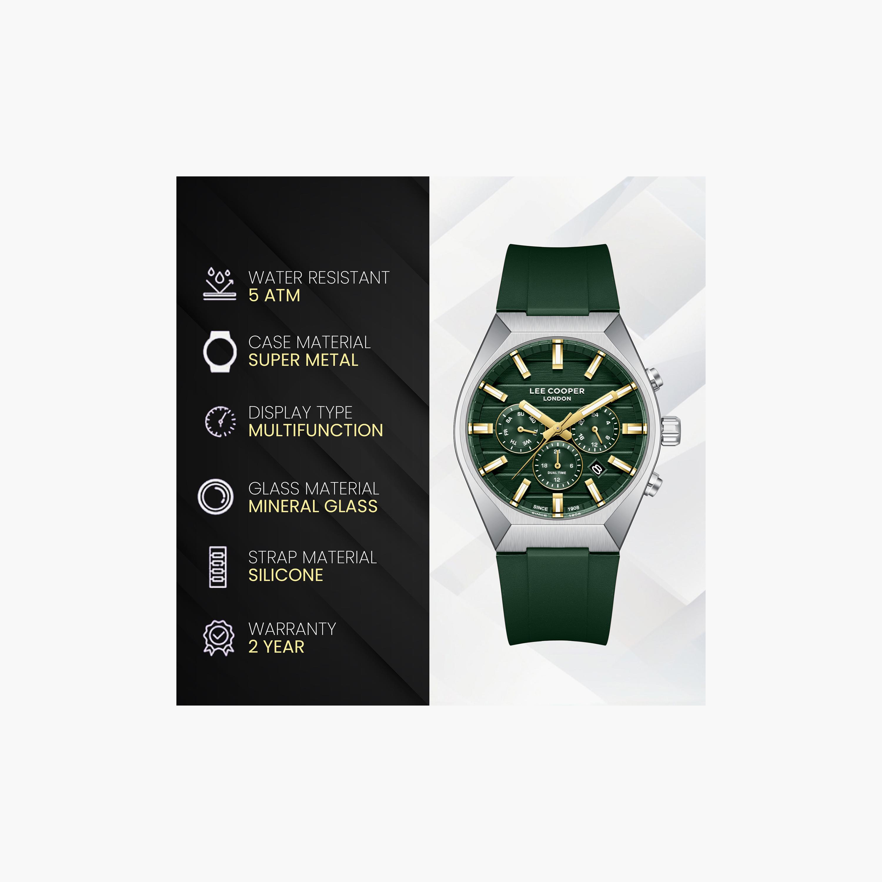 Lee Cooper Men's 41 MM Analog Green Dial Silicone Strap | LC08388-375-men-watchesandjewellery-watches-image-9