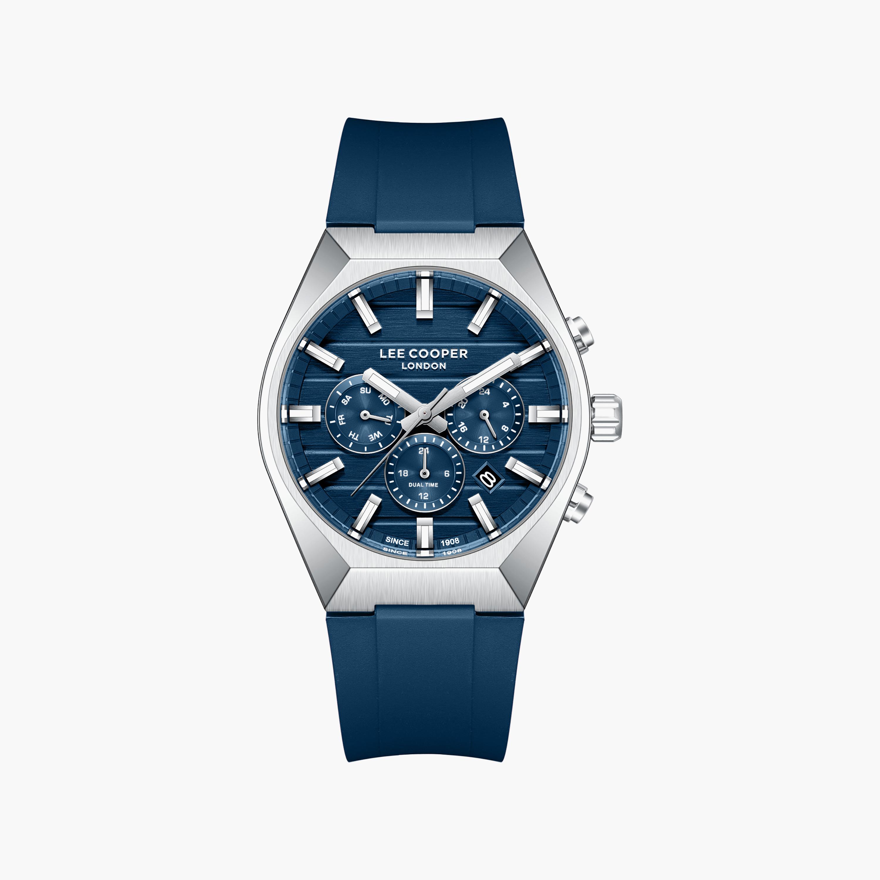 Lee Cooper Men's 41 MM Analog Dark Blue Dial Silicone Strap | LC08388-399-men-watchesandjewellery-watches-image-1