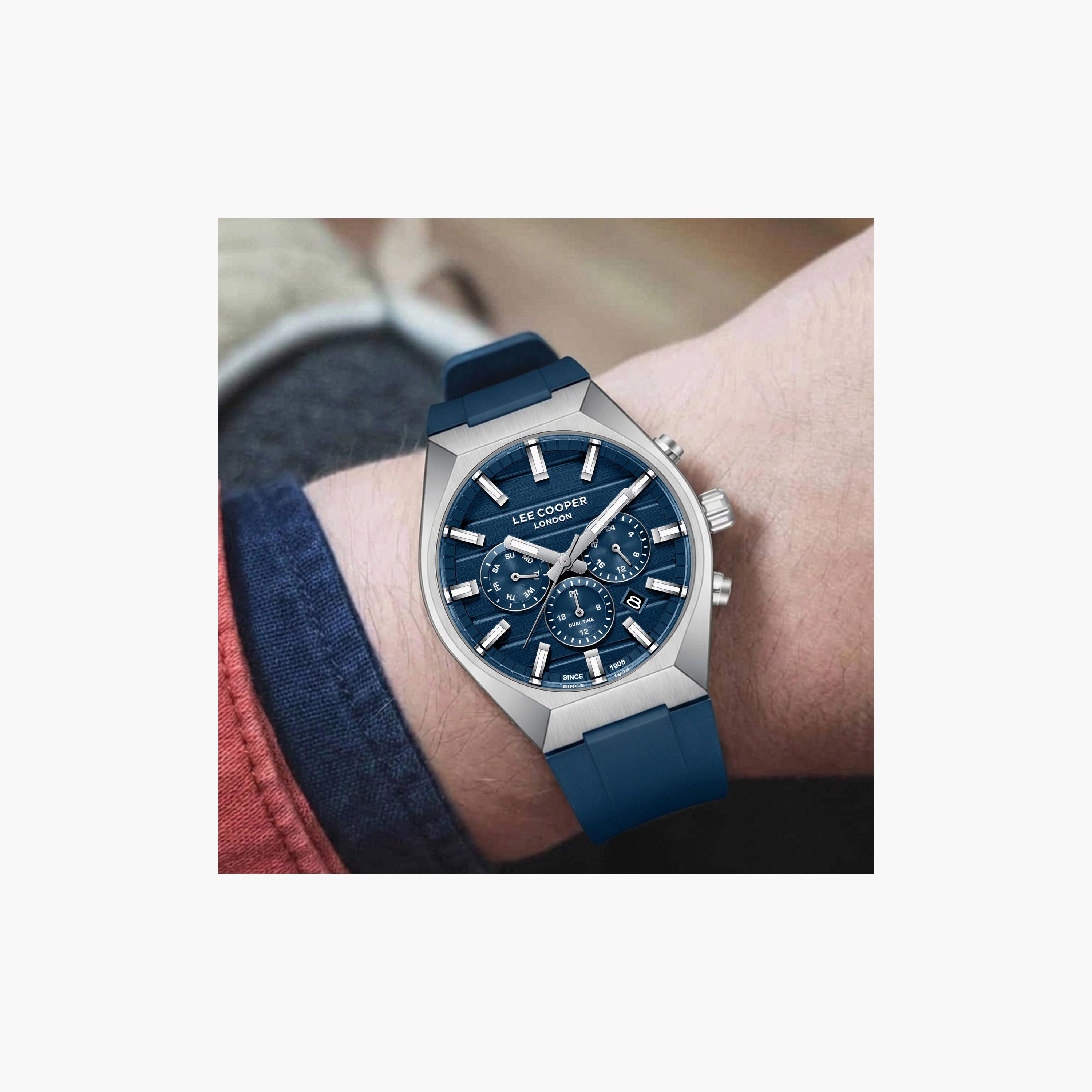 Lee Cooper Men's 41 MM Analog Dark Blue Dial Silicone Strap | LC08388-399-men-watchesandjewellery-watches-image-7