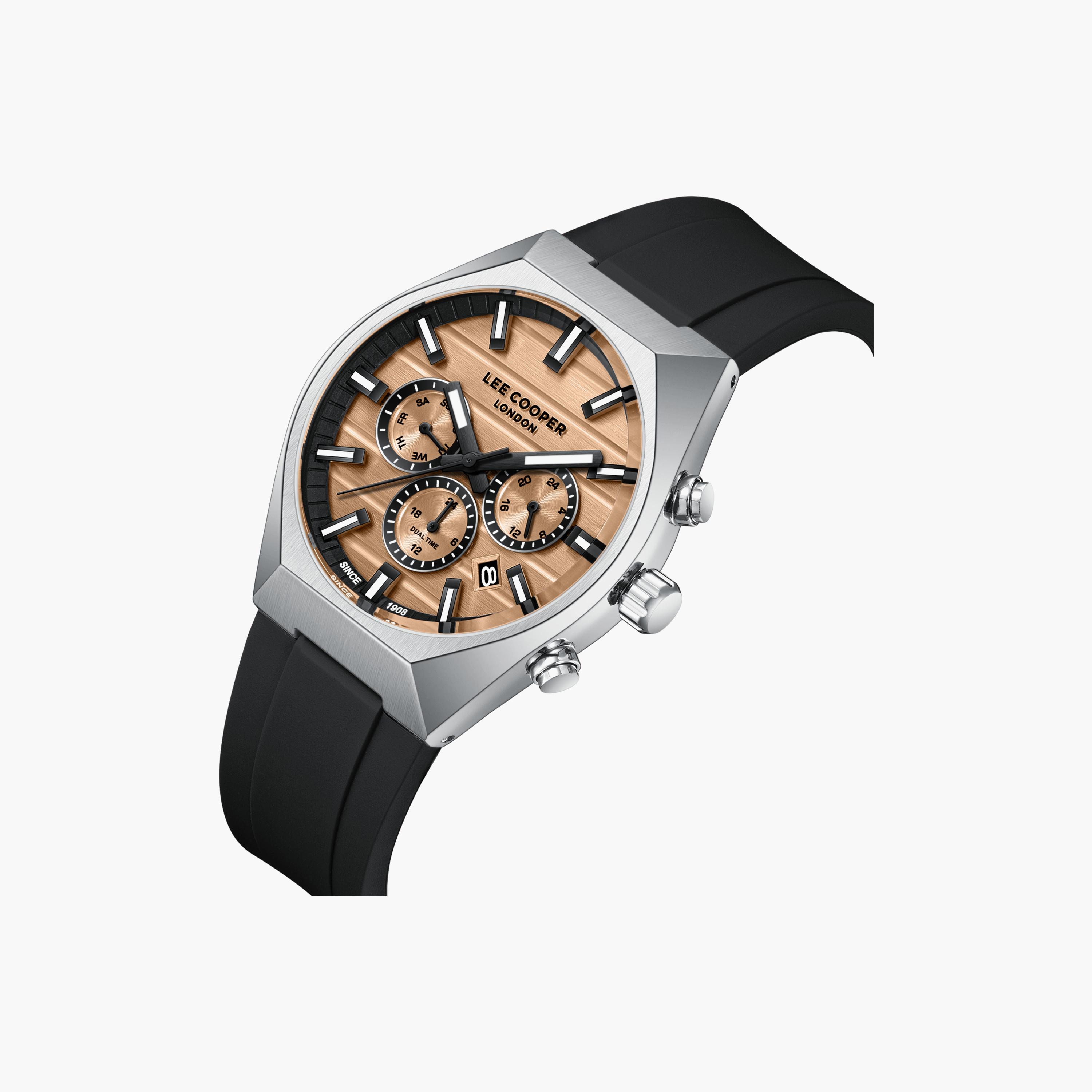 Lee Cooper Men's 41 MM Analog Rose Gold Dial Silicone Strap | LC08388-300-men-watchesandjewellery-watches-image-3