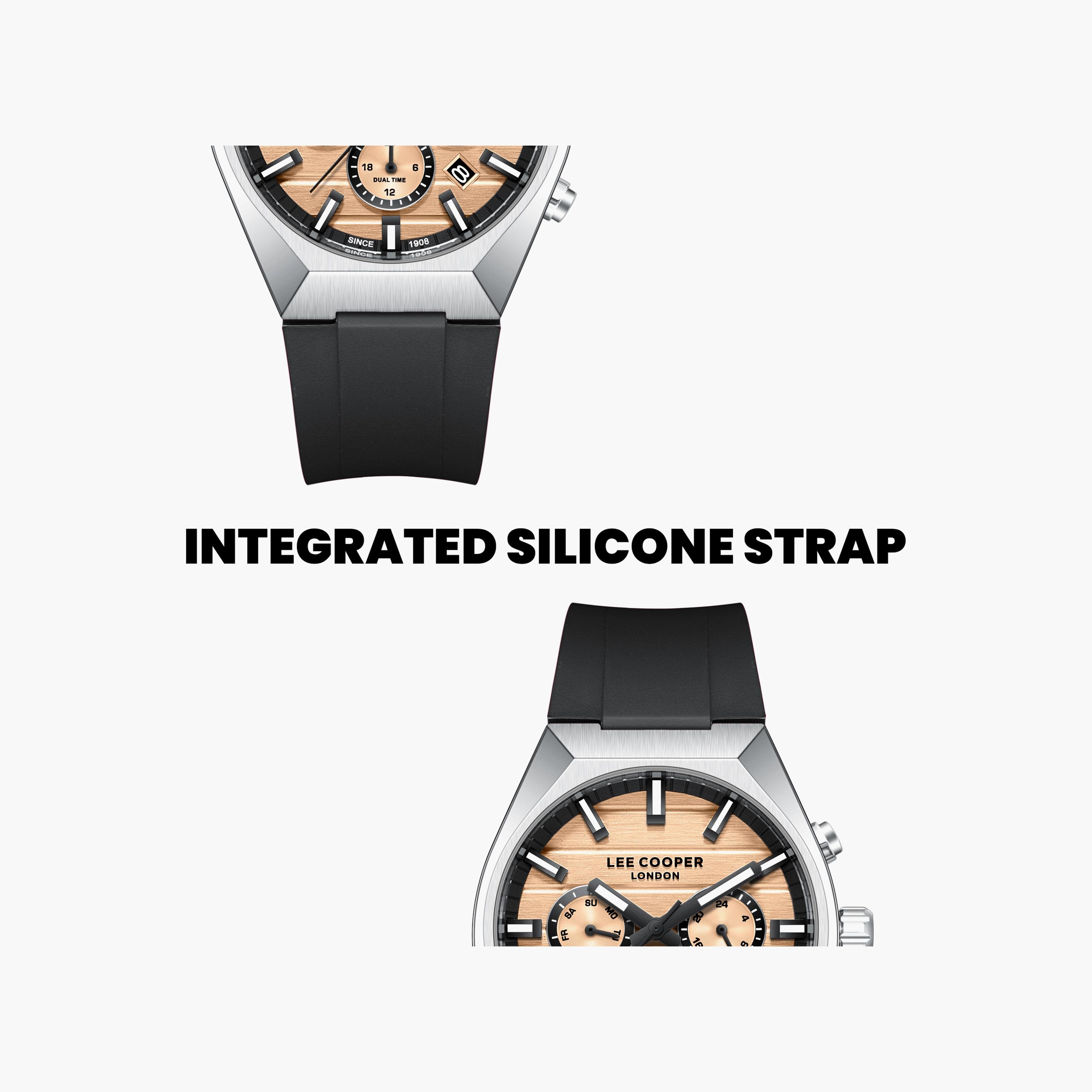 Lee Cooper Men's 41 MM Analog Rose Gold Dial Silicone Strap | LC08388-300-men-watchesandjewellery-watches-image-6