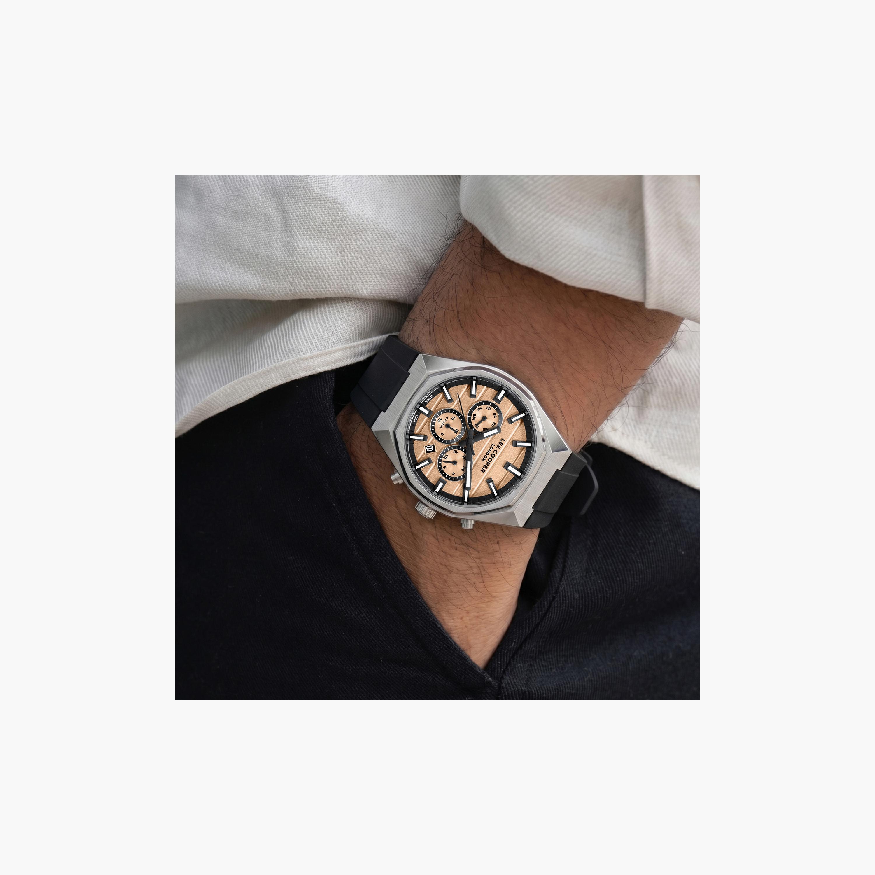 Lee Cooper Men's 41 MM Analog Rose Gold Dial Silicone Strap | LC08388-300-men-watchesandjewellery-watches-image-7