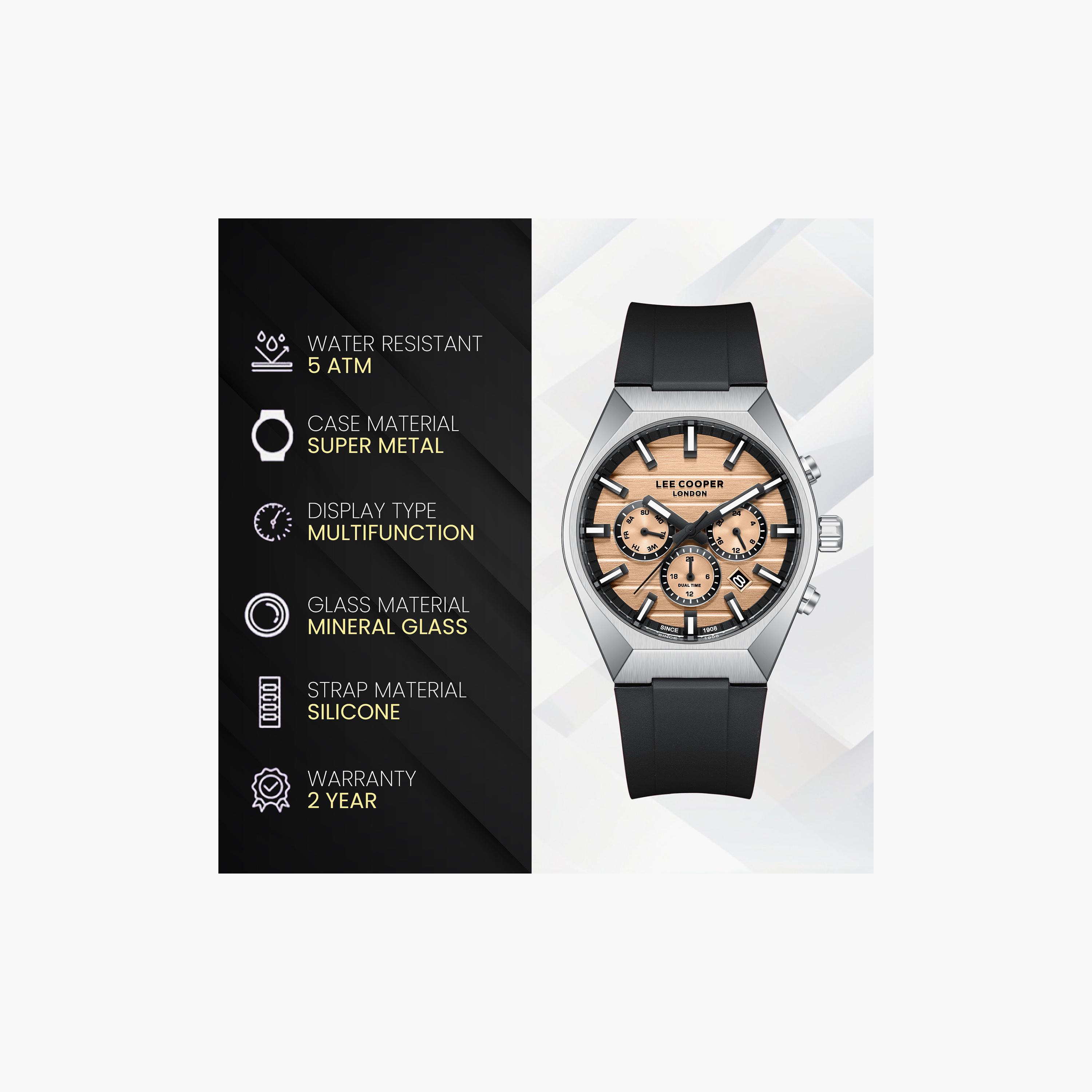 Lee Cooper Men's 41 MM Analog Rose Gold Dial Silicone Strap | LC08388-300-men-watchesandjewellery-watches-image-9