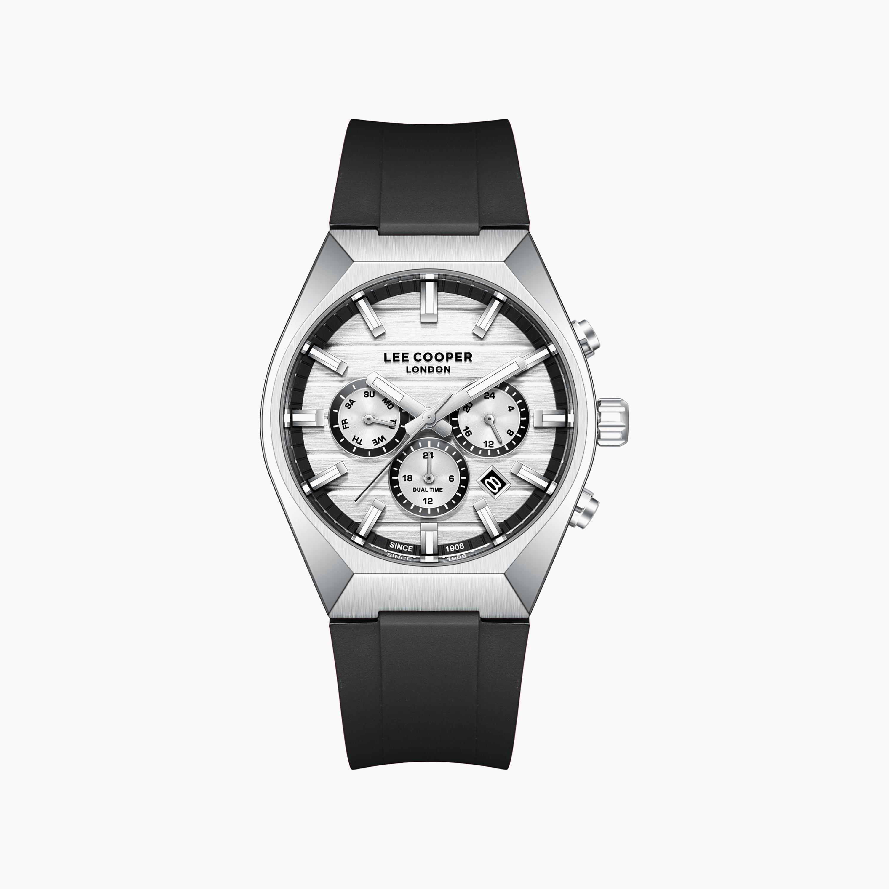 Lee Cooper Men's 41 MM Analog Silver Dial Silicone Strap | LC08388-331-men-watchesandjewellery-watches-image-1