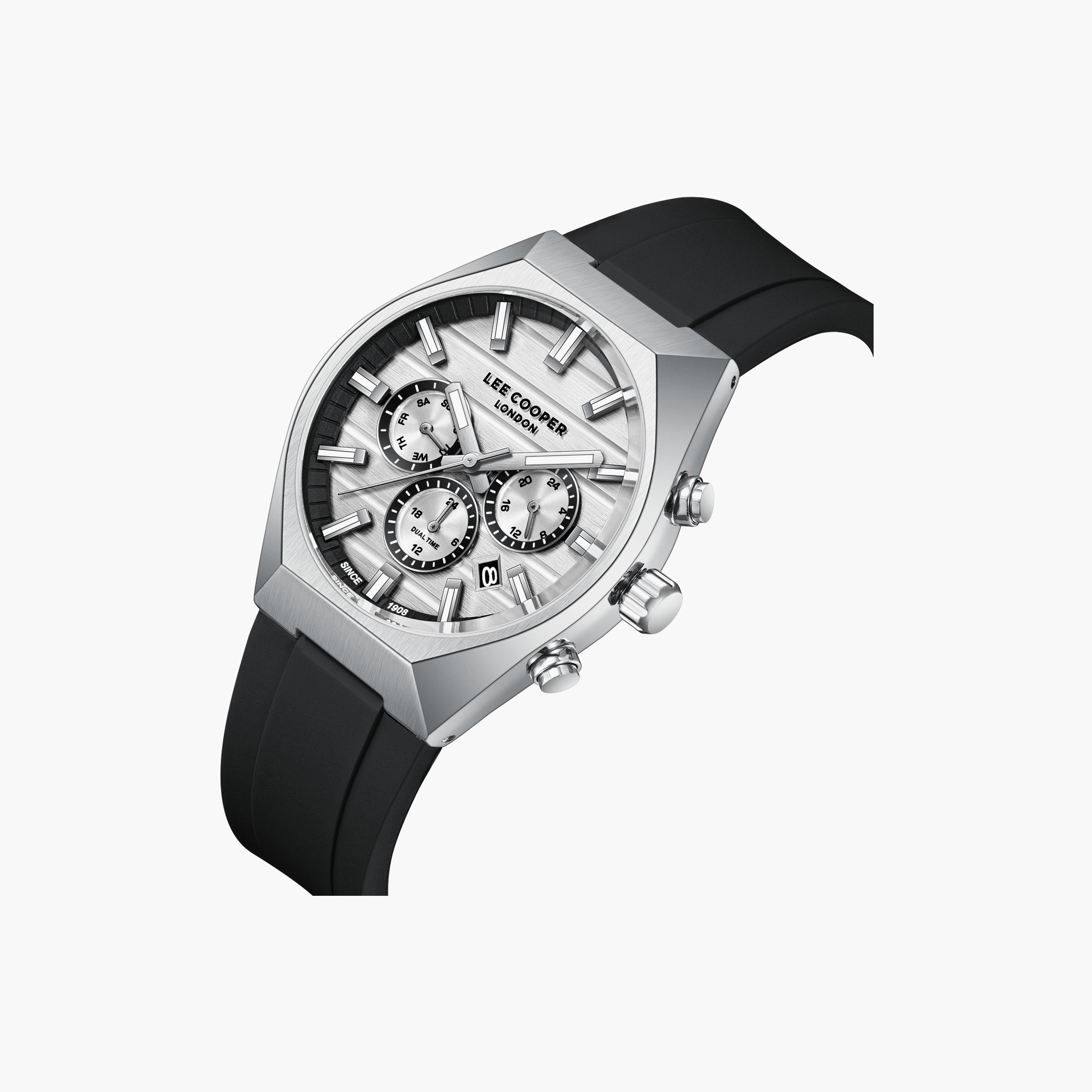 Lee Cooper Men's 41 MM Analog Silver Dial Silicone Strap | LC08388-331-men-watchesandjewellery-watches-image-3