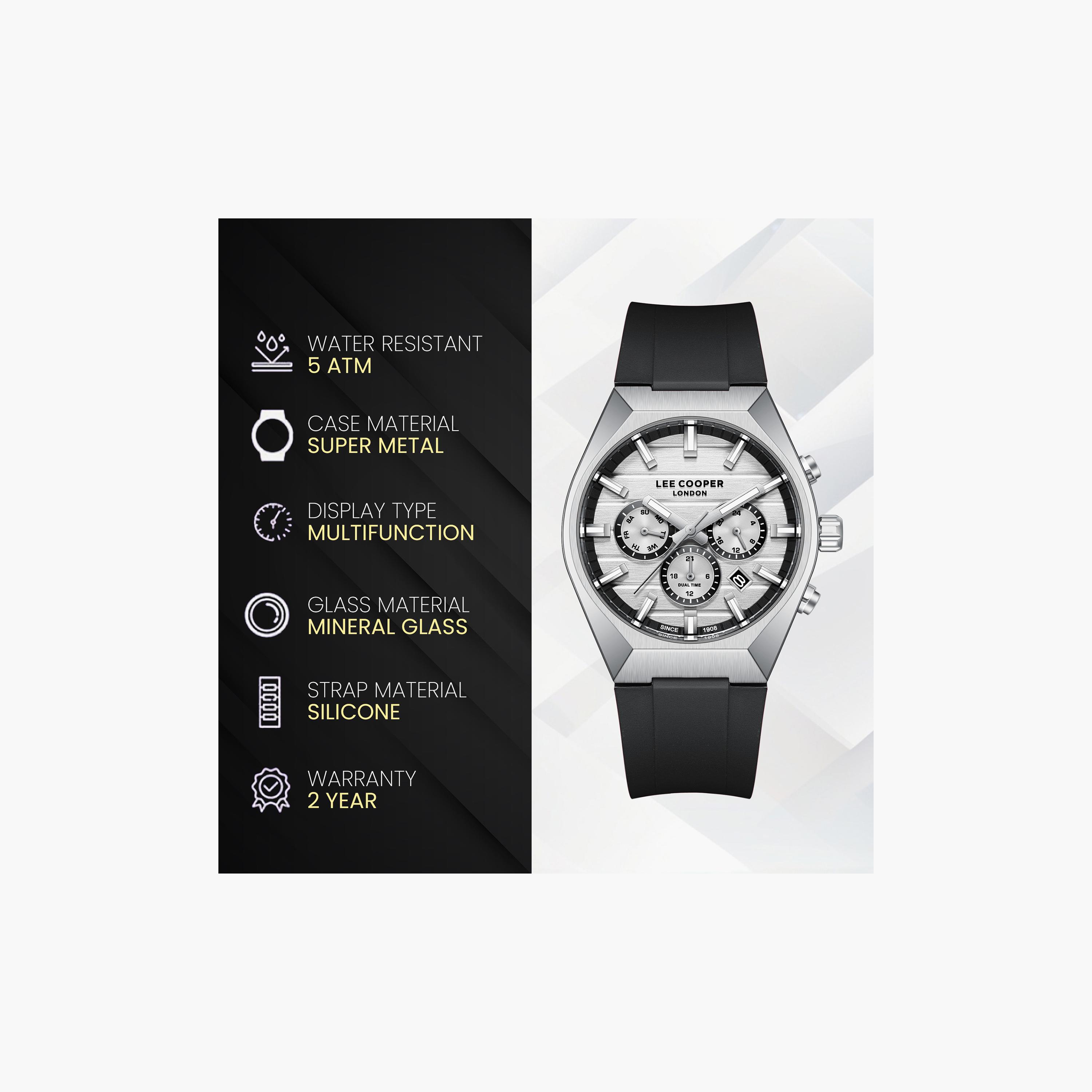 Lee Cooper Men's 41 MM Analog Silver Dial Silicone Strap | LC08388-331-men-watchesandjewellery-watches-image-9