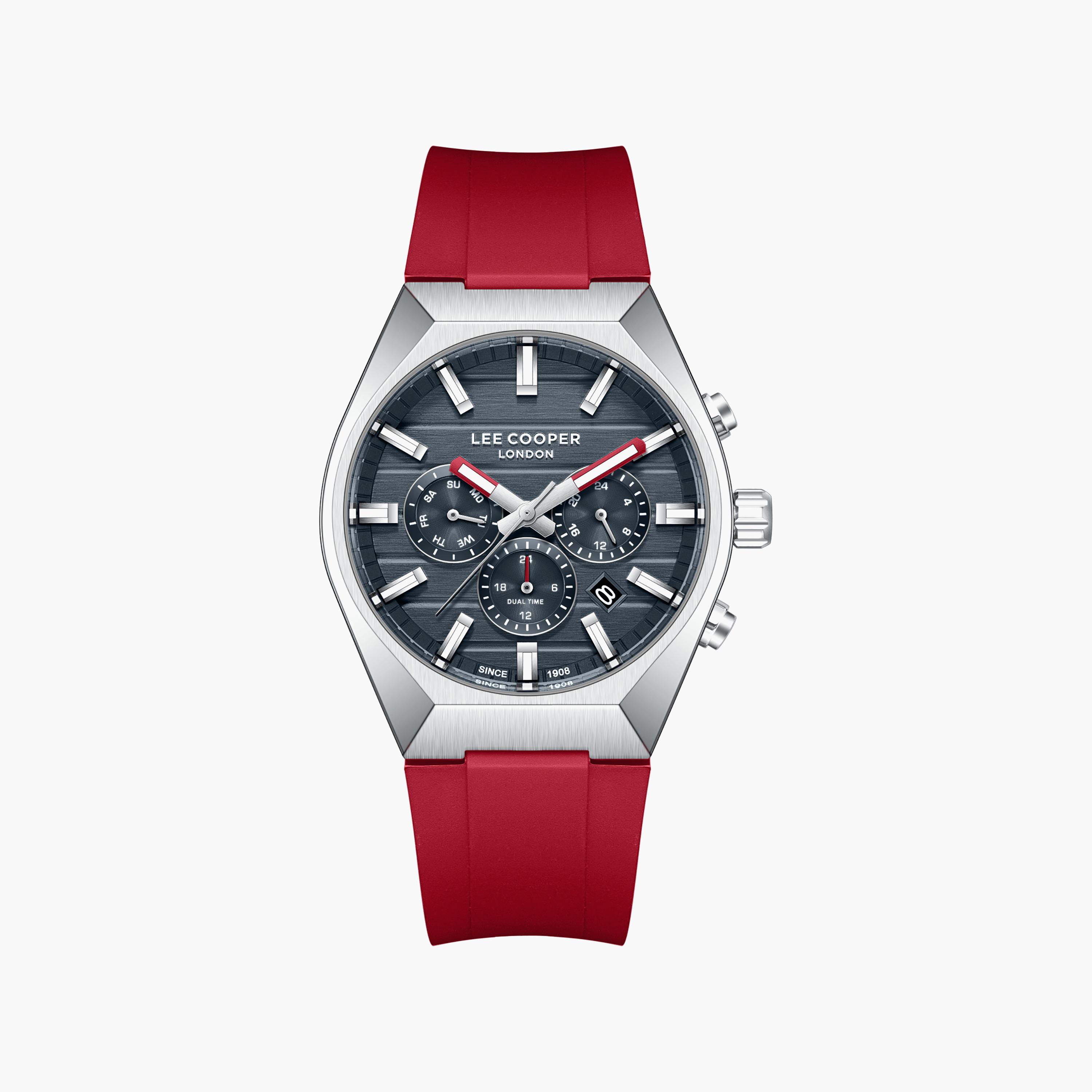 Lee Cooper Men's 41 MM Analog Grey Dial Silicone Strap | LC08388-398-men-watchesandjewellery-watches-image-1