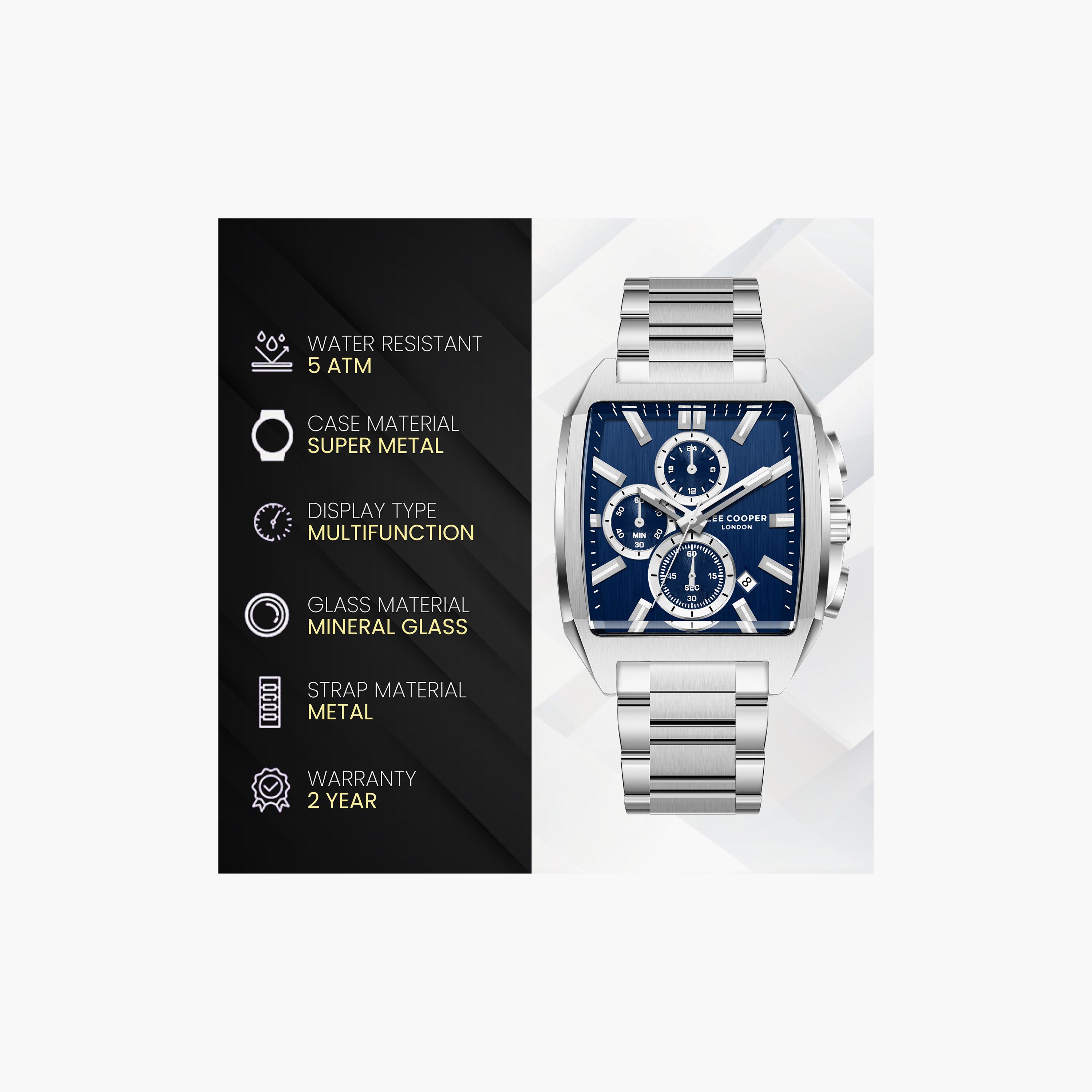 Lee Cooper Men's 50 MM Analog Dark Blue Dial Metal Strap | LC08344-390-men-watchesandjewellery-watches-image-9
