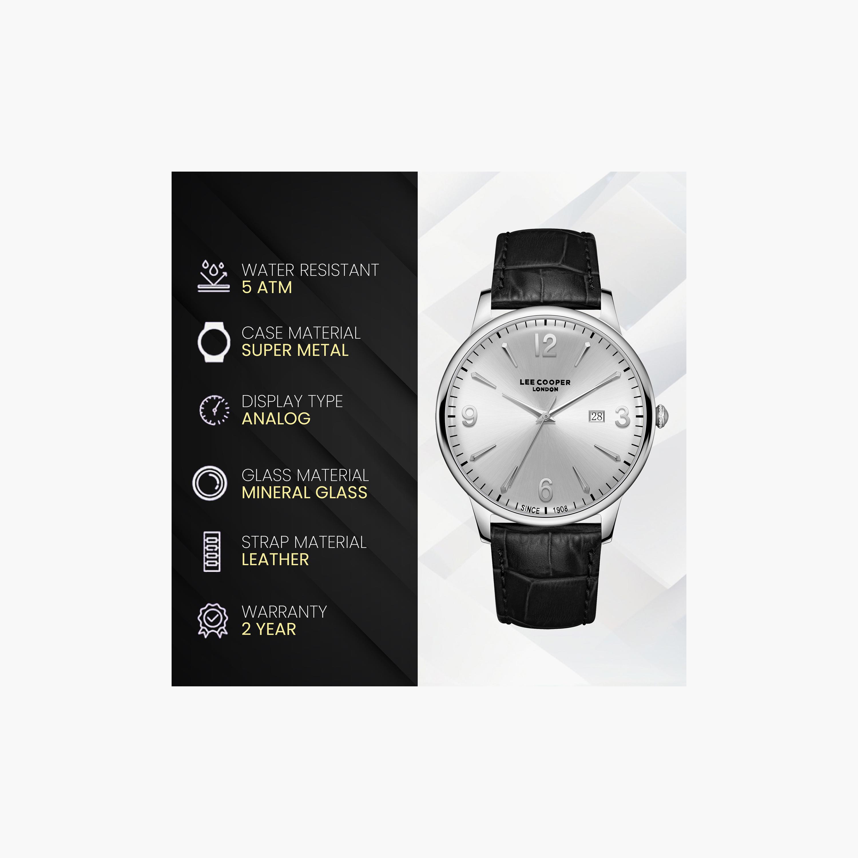 Lee Cooper Men's 40 MM Analog Silver Dial Leather Strap | LC08379-331-men-watchesandjewellery-watches-image-9