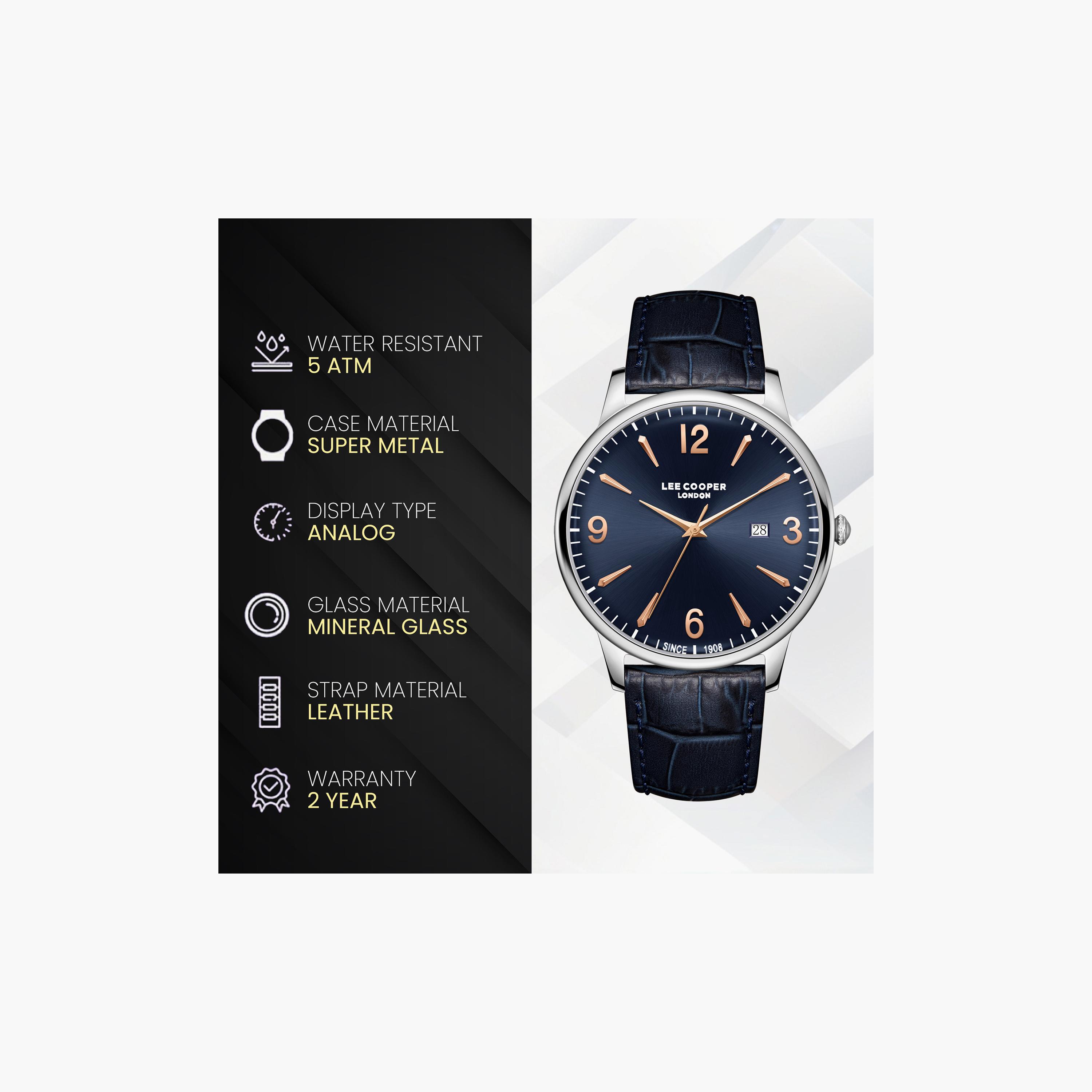 Lee Cooper Men's 40 MM Analog Dark Blue Dial Leather Strap | LC08379-399-men-watchesandjewellery-watches-image-9