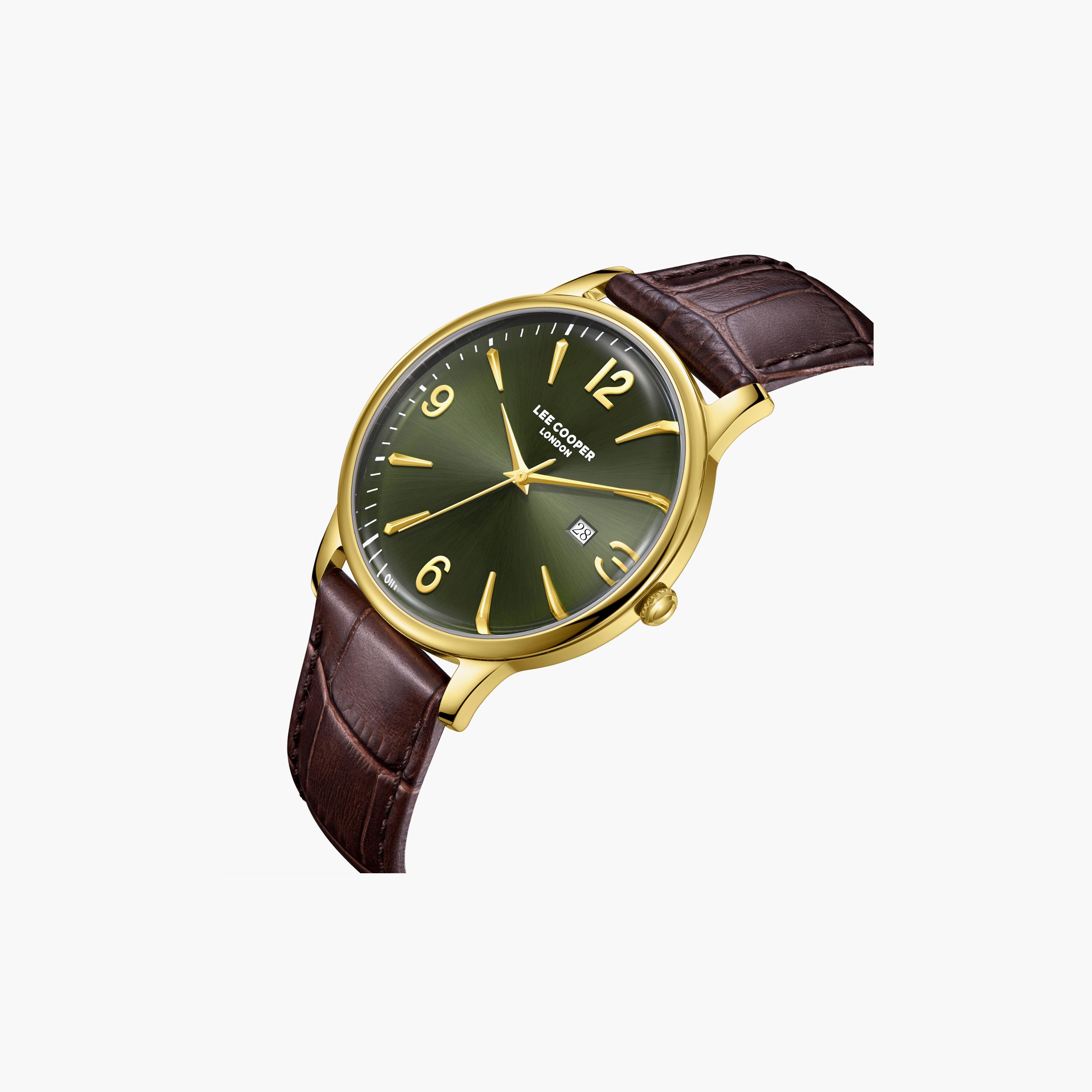 Lee Cooper Men's 40 MM Analog Green Dial Leather Strap | LC08379-172-men-watchesandjewellery-watches-image-3