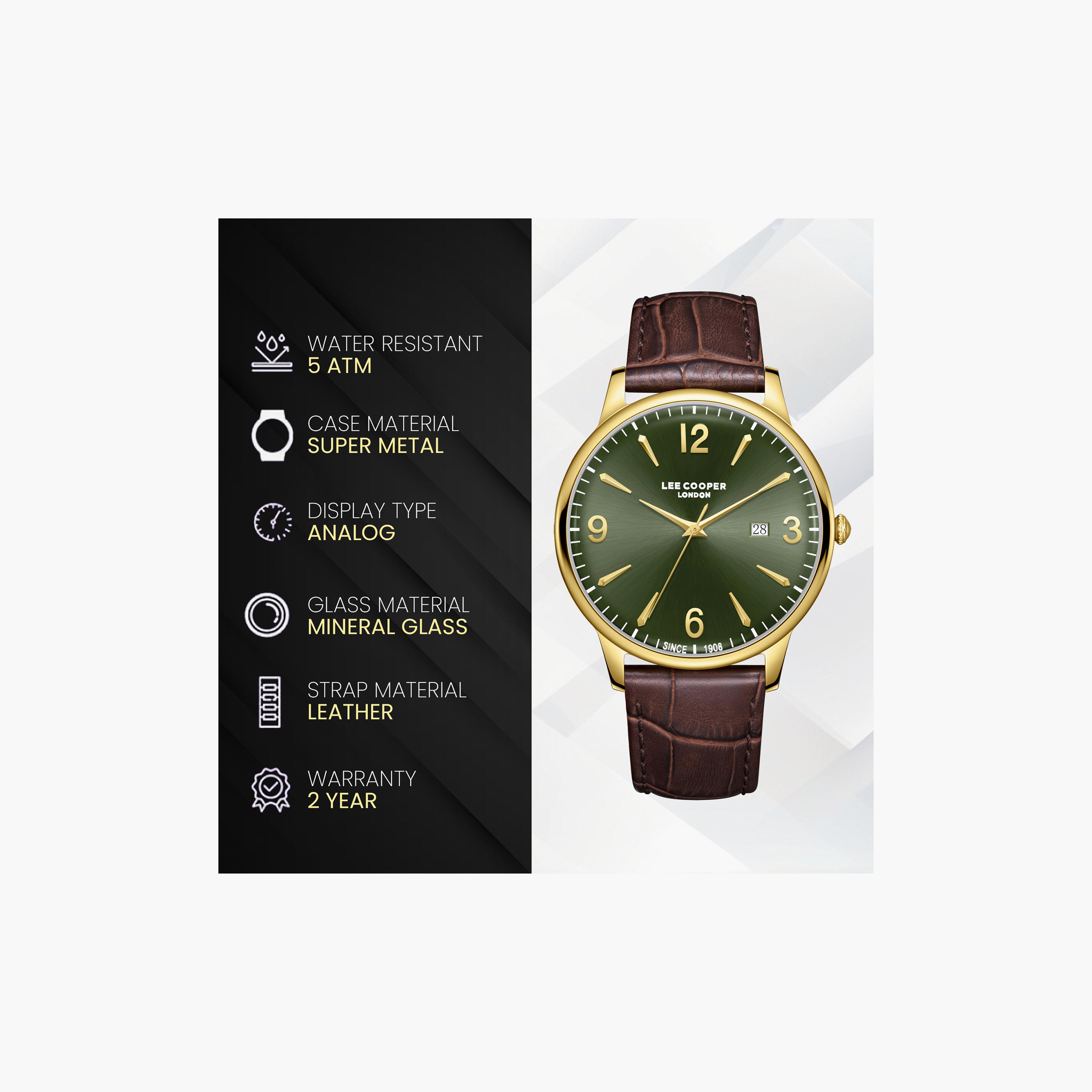Lee Cooper Men's 40 MM Analog Green Dial Leather Strap | LC08379-172-men-watchesandjewellery-watches-image-9