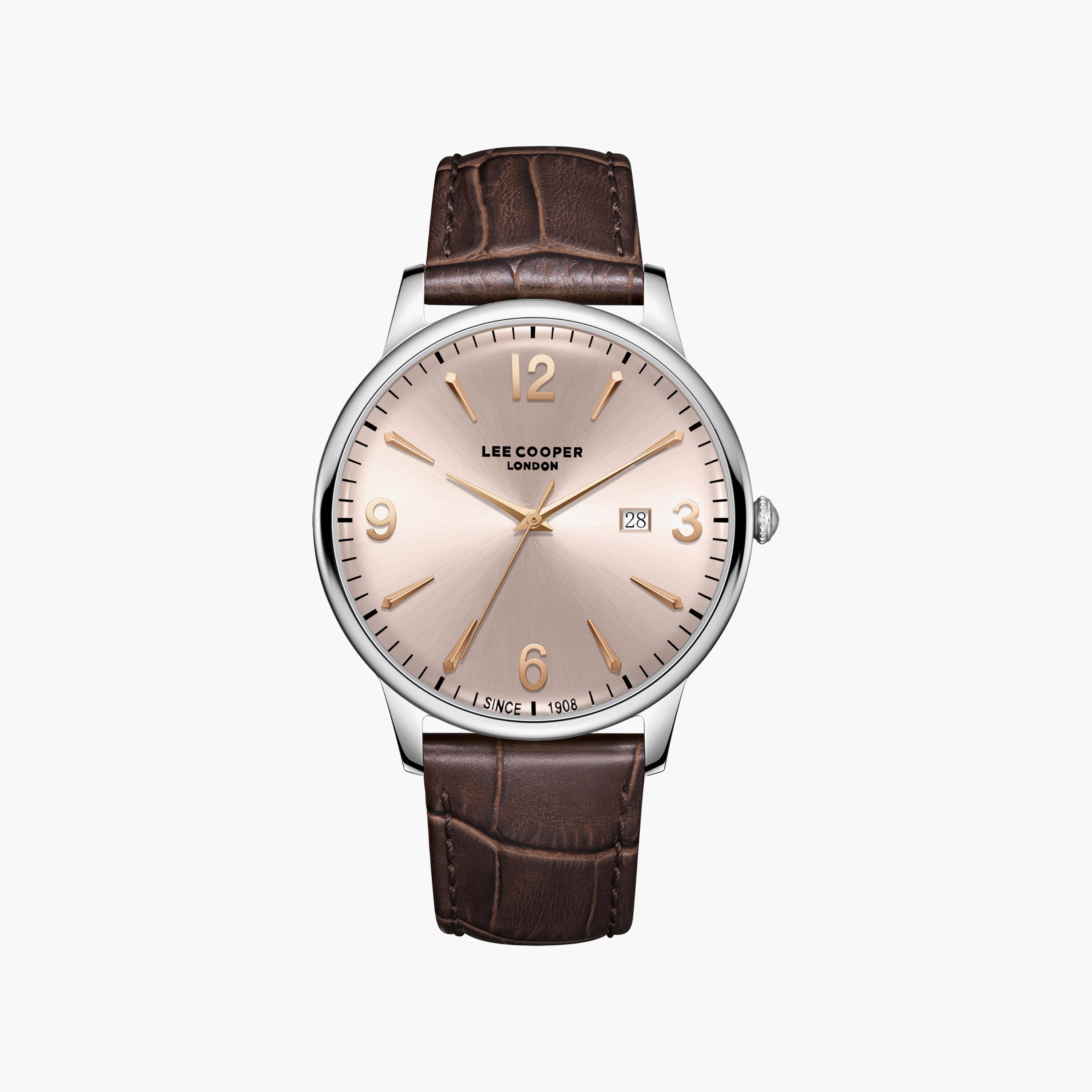 Lee Cooper Men's 40 MM Analog Rose Gold Dial Leather Strap | LC08379-362-men-watchesandjewellery-watches-image-1