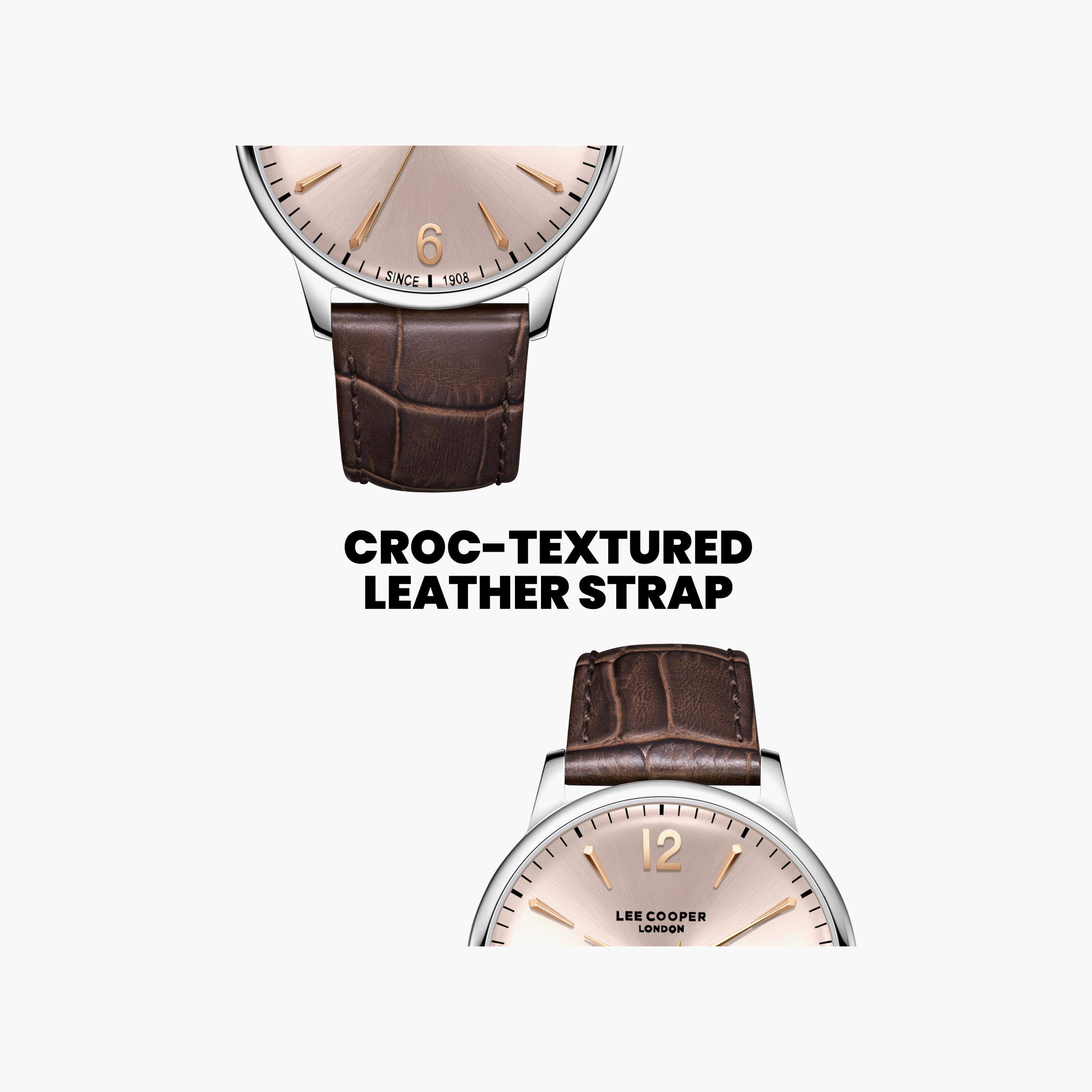 Lee Cooper Men's 40 MM Analog Rose Gold Dial Leather Strap | LC08379-362-men-watchesandjewellery-watches-image-6