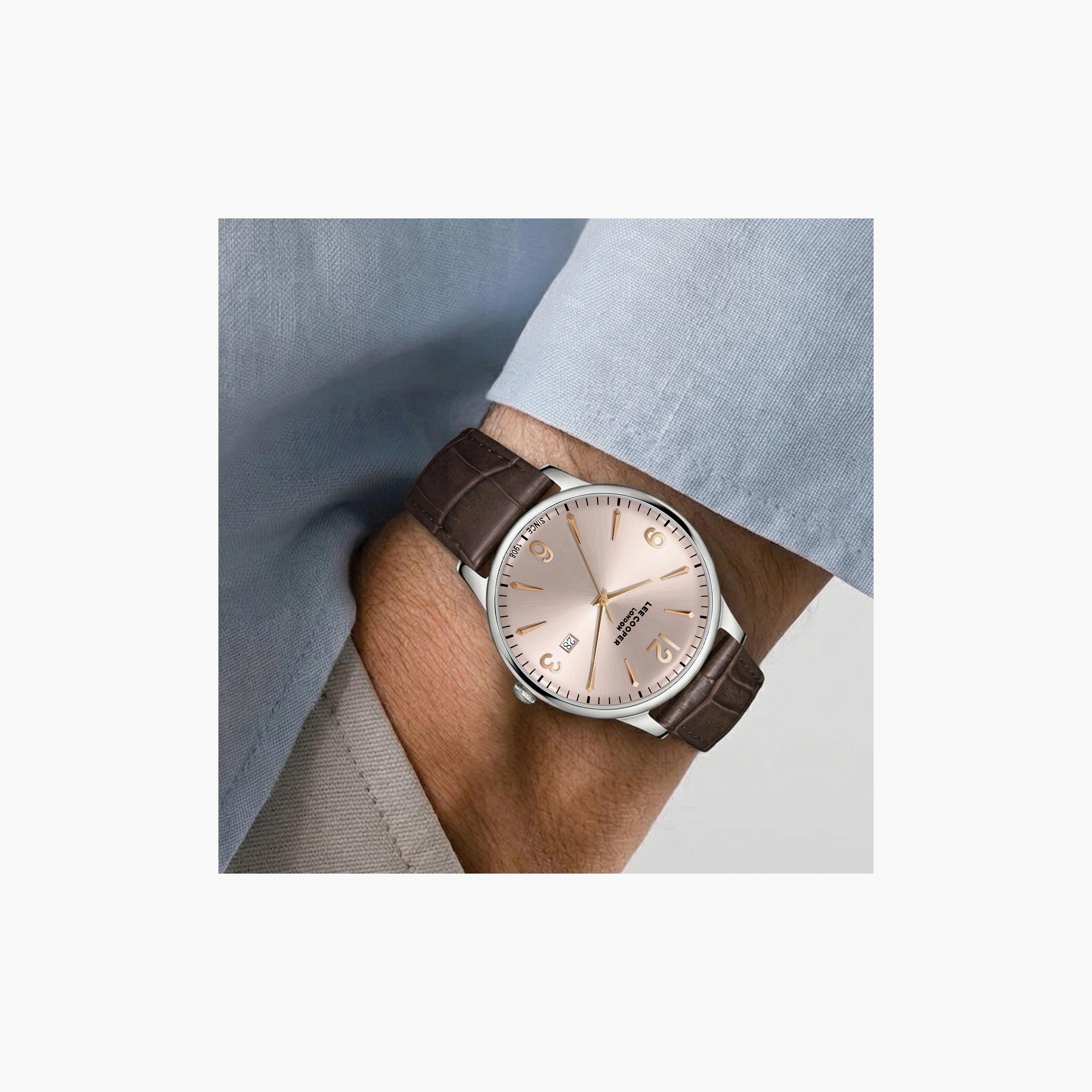 Lee Cooper Men's 40 MM Analog Rose Gold Dial Leather Strap | LC08379-362-men-watchesandjewellery-watches-image-7