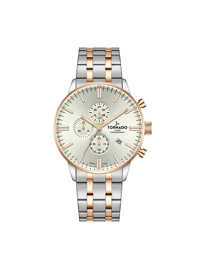 Tornado Men's 43 MM Chronograph Beige Dial Stainless Steel Strap | T6102-KBKI-men-watchesandjewellery-watches-image-1
