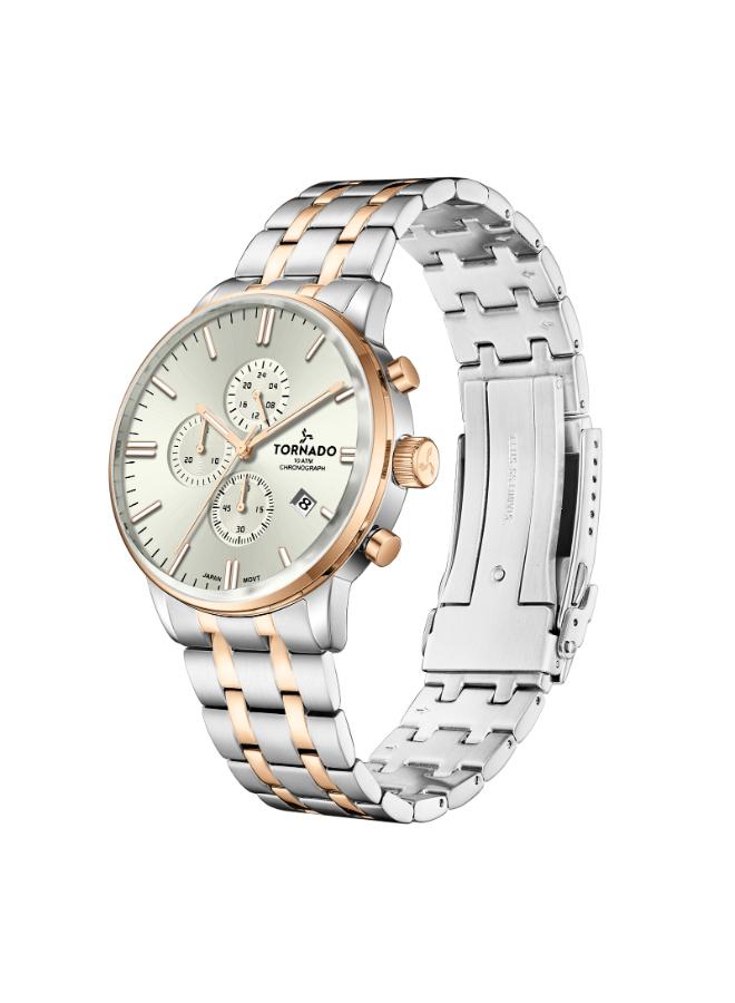 Tornado Men's 43 MM Chronograph Beige Dial Stainless Steel Strap | T6102-KBKI-men-watchesandjewellery-watches-image-2