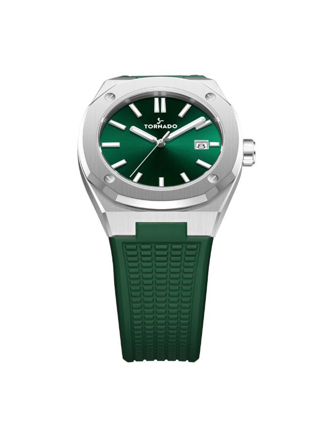 Tornado Men's 42 MM Analog Green Dial Silicone Strap | T23003-SSHH-men-watchesandjewellery-watches-image-2