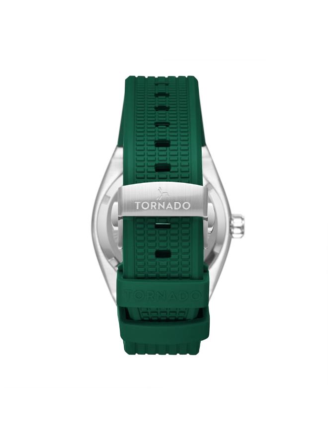 Tornado Men's 42 MM Analog Green Dial Silicone Strap | T23003-SSHH-men-watchesandjewellery-watches-image-3