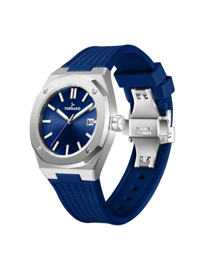 Tornado Men's 42 MM Analog Blue Dial Silicone Strap | T23003-SSNN-men-watchesandjewellery-watches-image-2