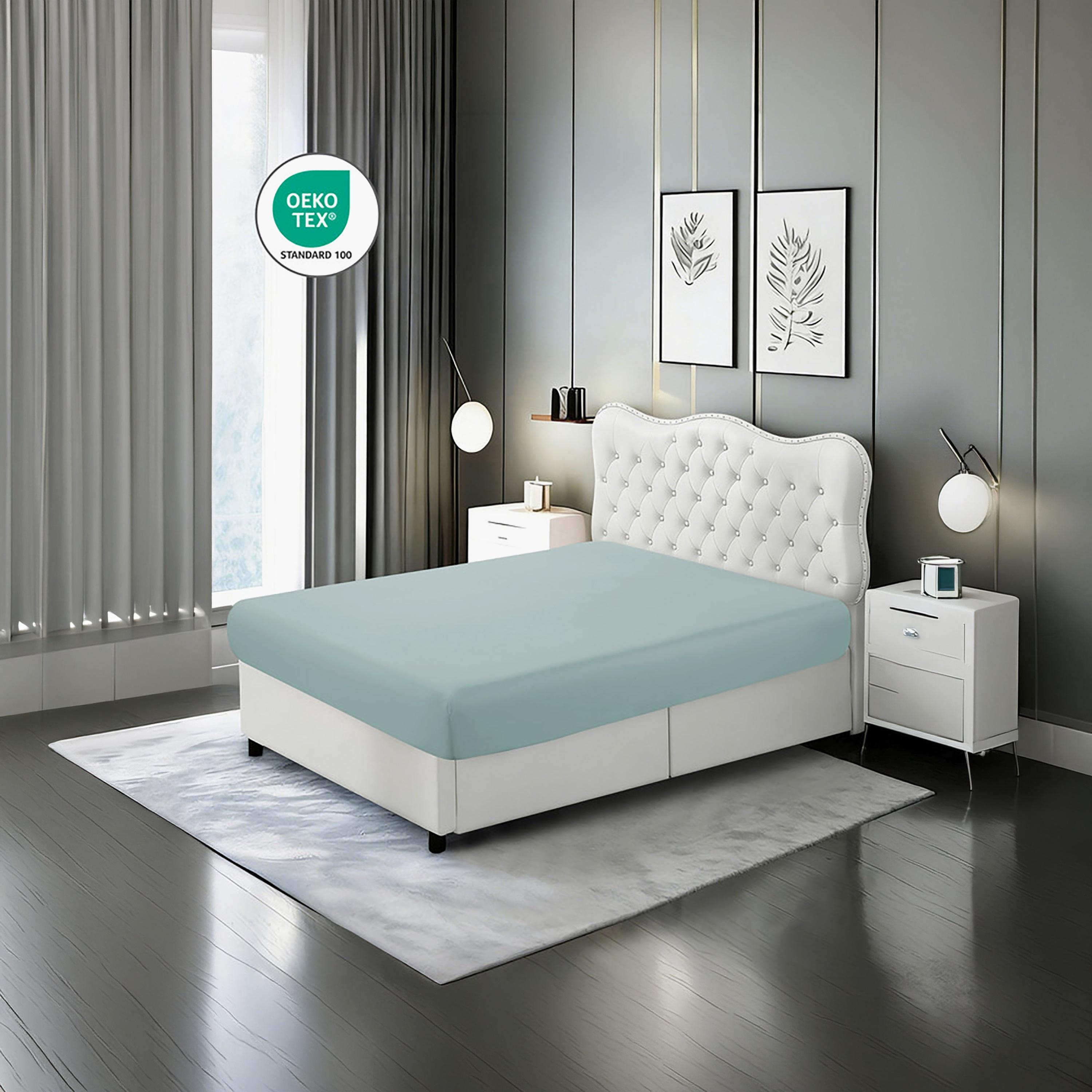 طقم ملاءات سرير دونيتيلا سادة مفردة مضادة للحساسية وجيدة التهوية - 90 × 200 سم-household-bedding-sheetsandpillowcases-fittedsheets-image-2