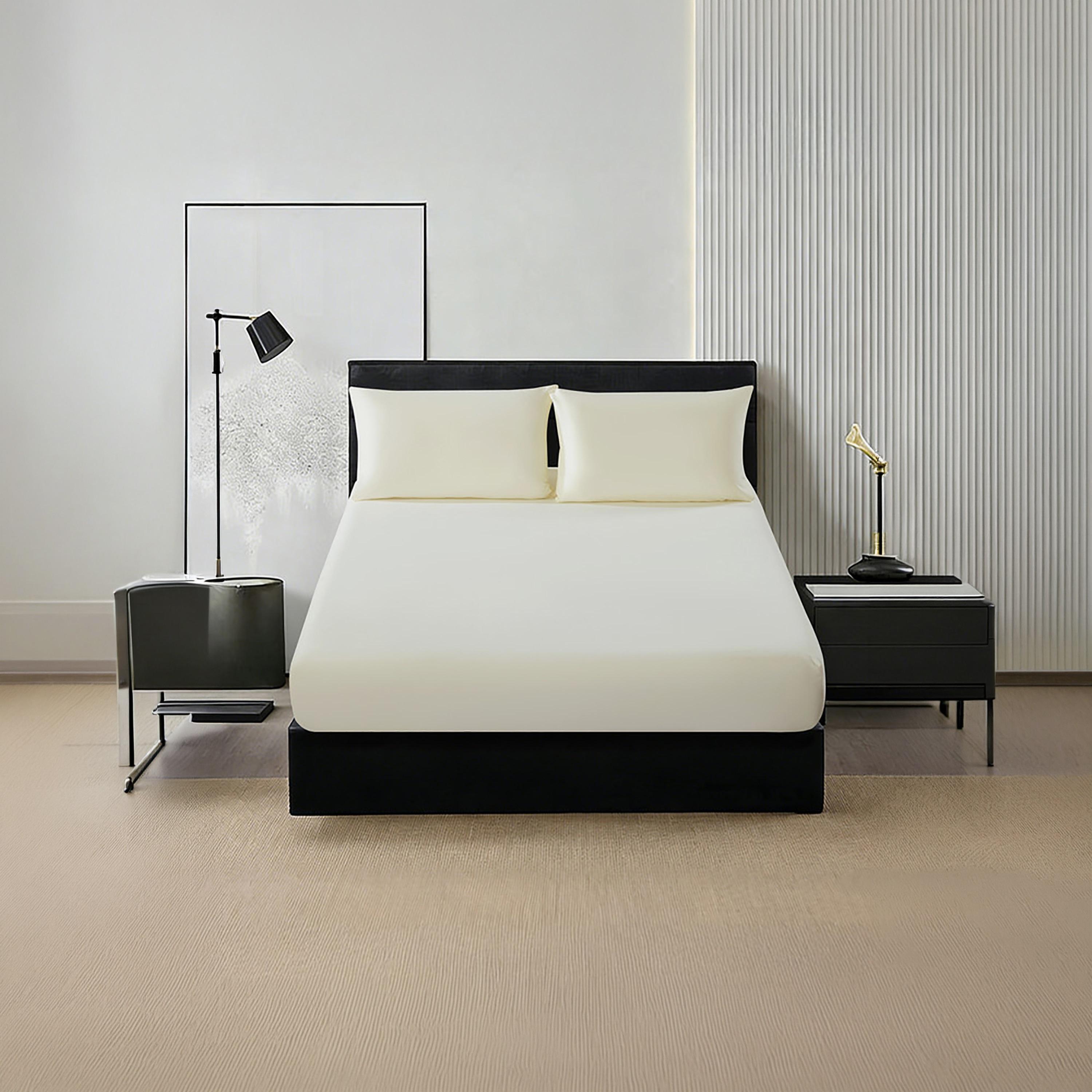 طقم ملاءات سرير دونيتيلا سادة مفردة مضادة للحساسية وجيدة التهوية - 90 × 200 سم-household-bedding-sheetsandpillowcases-fittedsheets-image-1