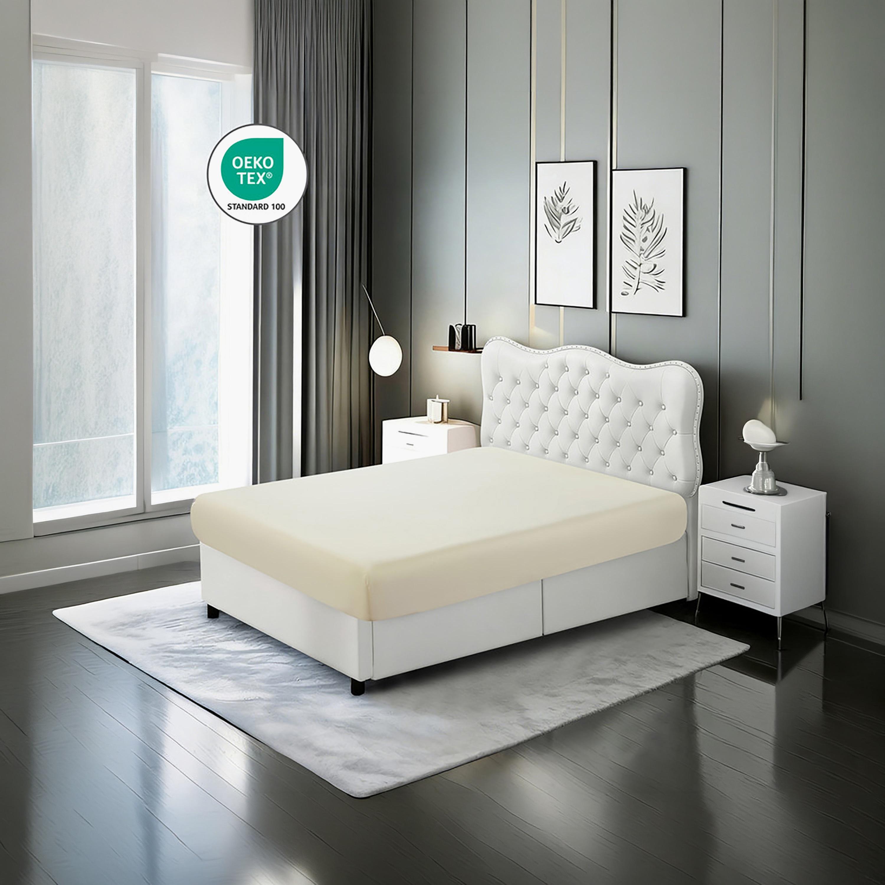 طقم ملاءات سرير دونيتيلا سادة مفردة مضادة للحساسية وجيدة التهوية - 90 × 200 سم-household-bedding-sheetsandpillowcases-fittedsheets-image-2