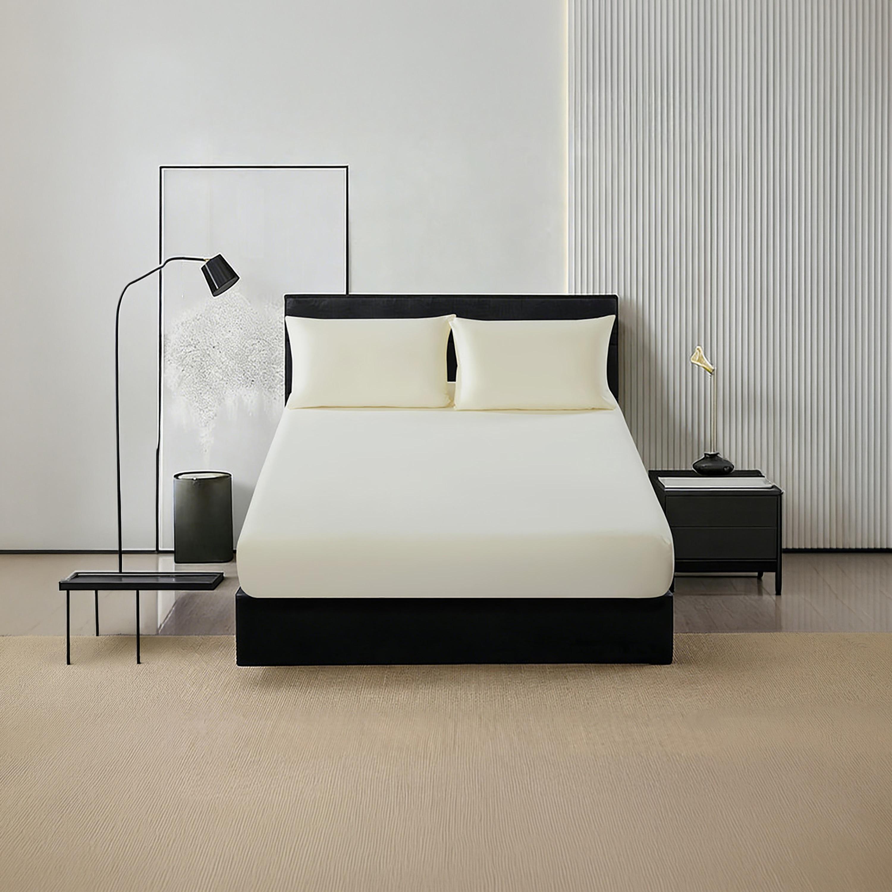 طقم ملاءات سرير دونيتيلا كوين سادة مضاد للحساسية يسمح بمرور الهواء - 150 × 200 سم-household-bedding-sheetsandpillowcases-fittedsheets-image-1