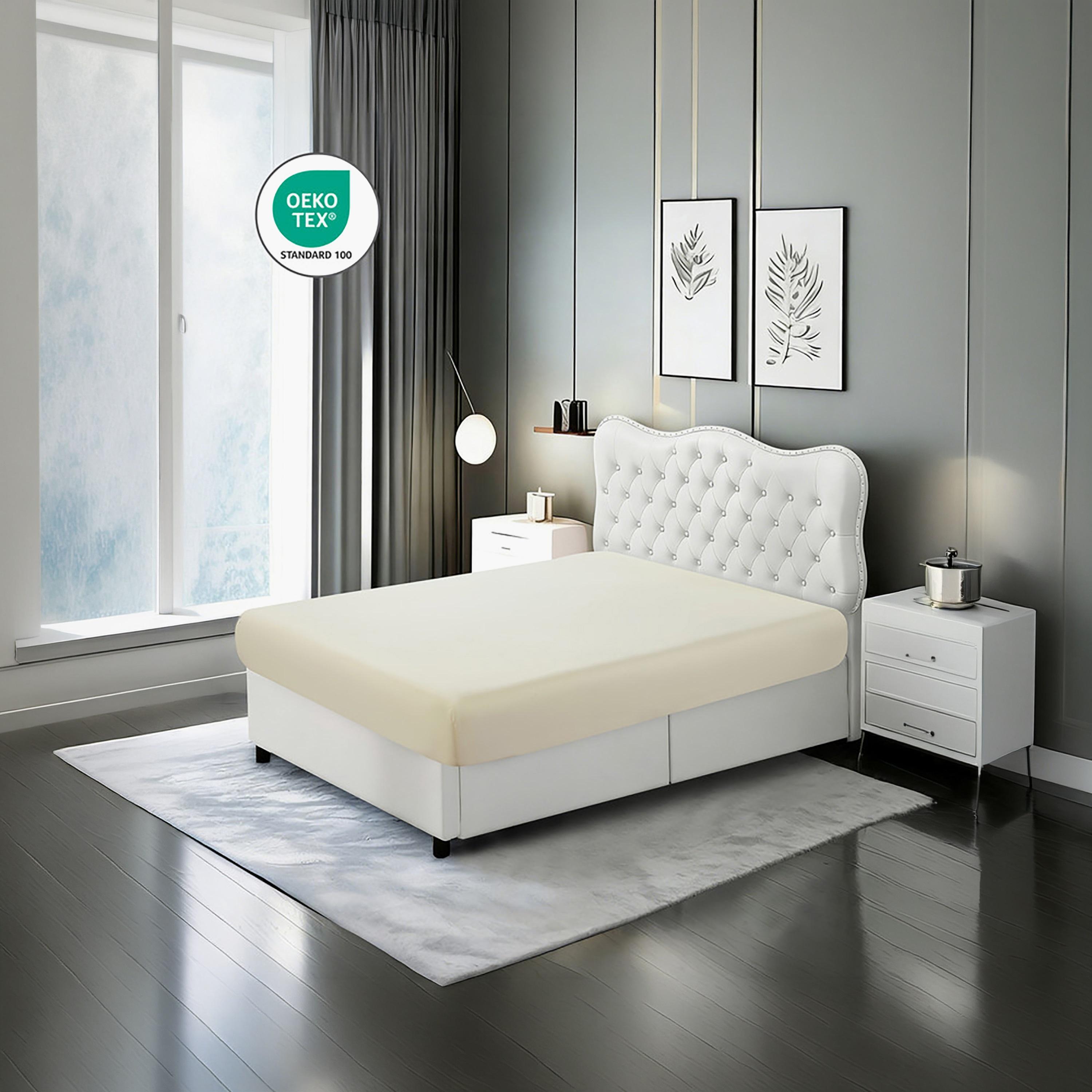 طقم ملاءات سرير دونيتيلا كوين سادة مضاد للحساسية يسمح بمرور الهواء - 150 × 200 سم-household-bedding-sheetsandpillowcases-fittedsheets-image-2