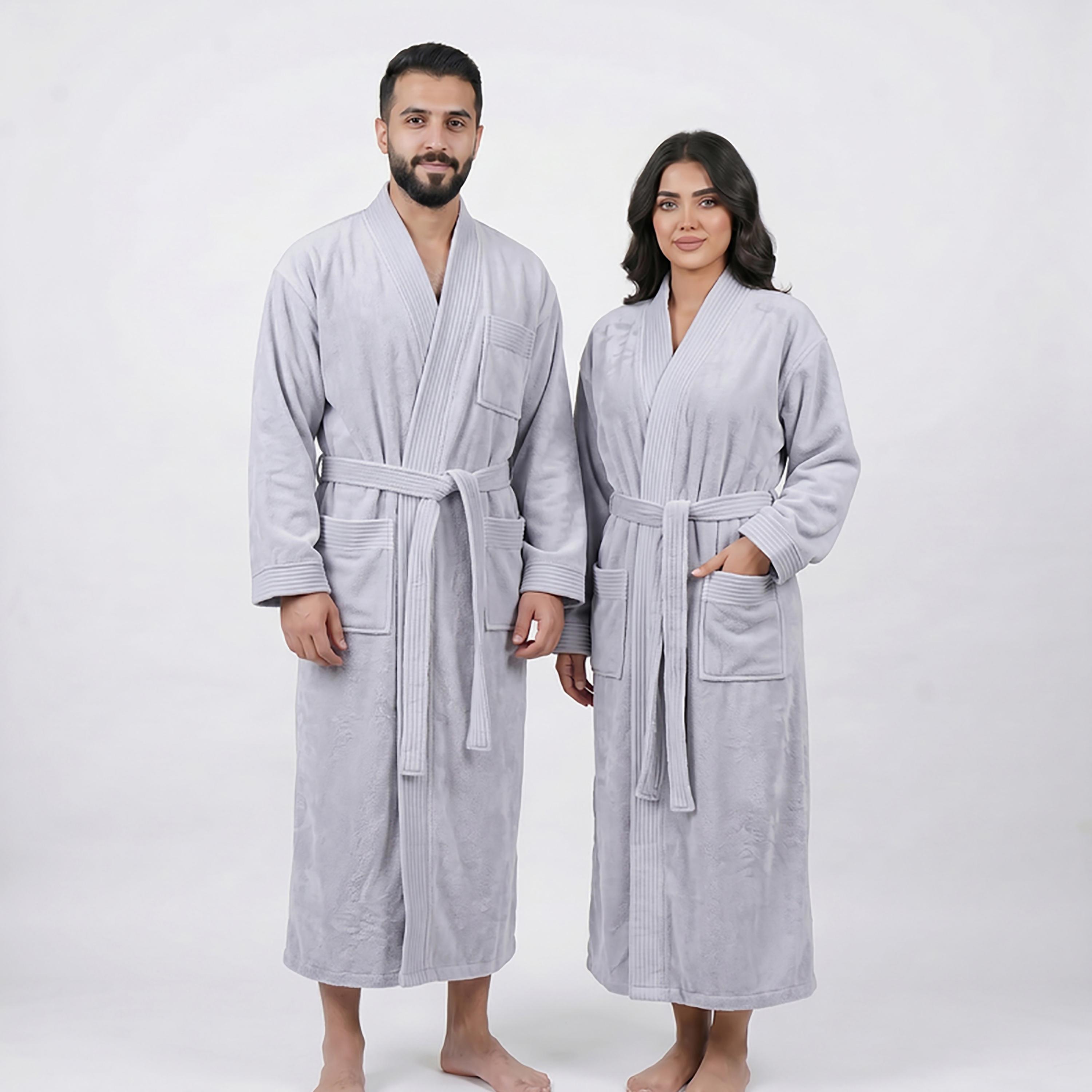 برنس استحمام ناعم سادة من مجموعة مايكروفايبر كومفورت (فائق الامتصاص) من دونيتيلا - مقاس كبير جداً مضاعف-household-bathandlaundry-bathlinen-bathrobesandslippers-bathrobes-image-2