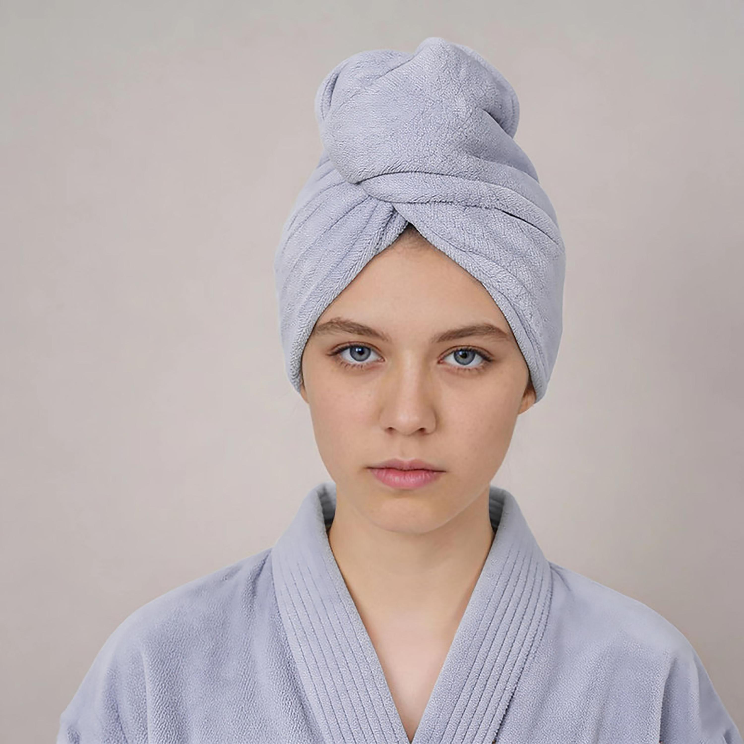 Donetella Hair Care Collection Solid Quick Dry Hair Wrap Set (Button Closure) - 30X70 Cm-household-bathandlaundry-bathlinen-towels-image-2