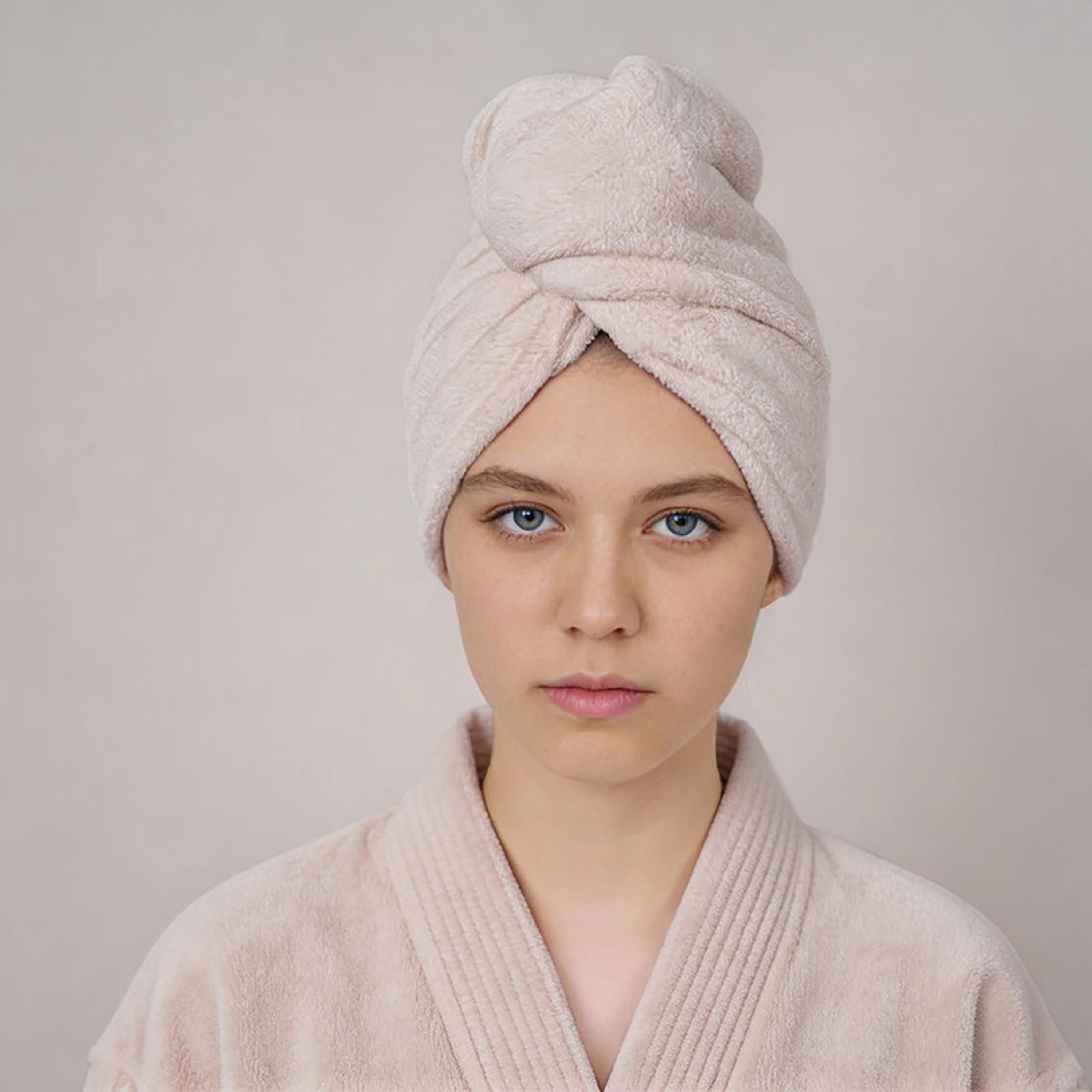 Donetella Hair Care Collection Solid Quick Dry Hair Wrap Set (Button Closure) - 30X70 Cm-household-bathandlaundry-bathlinen-towels-image-2