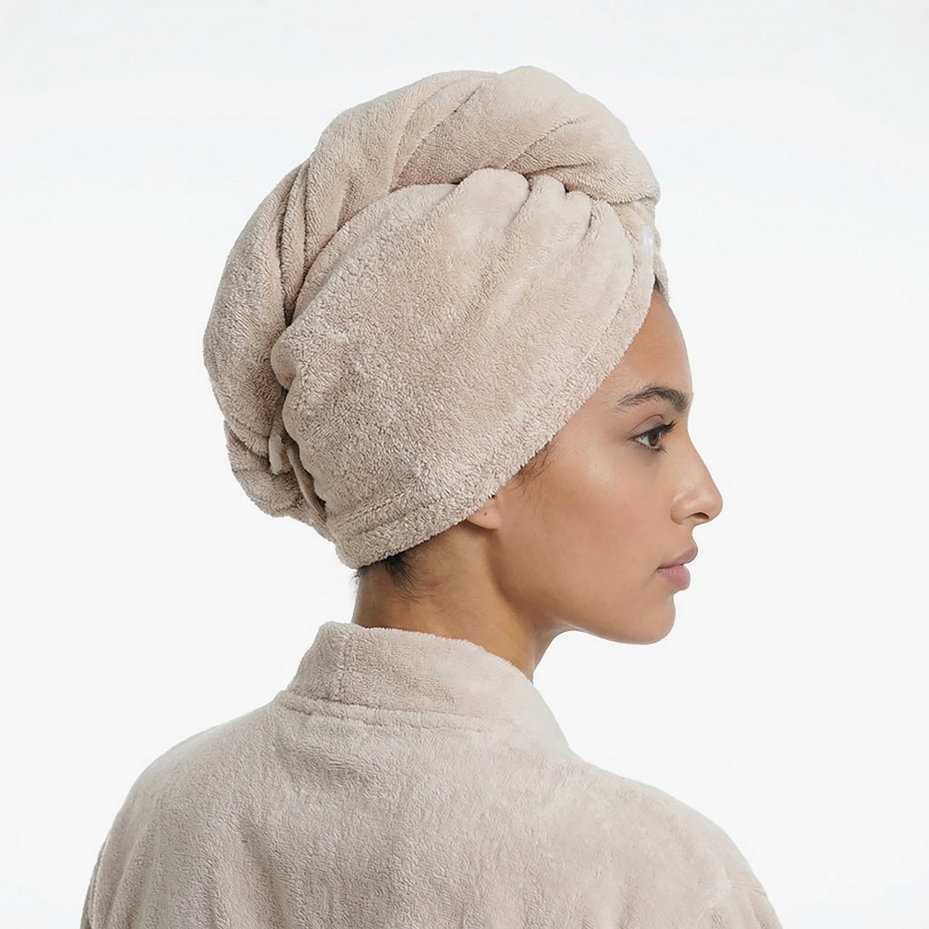 Donetella Hair Care Collection Solid Quick Dry Hair Wrap Set (Button Closure) - 30X70 Cm-household-bathandlaundry-bathlinen-towels-image-3