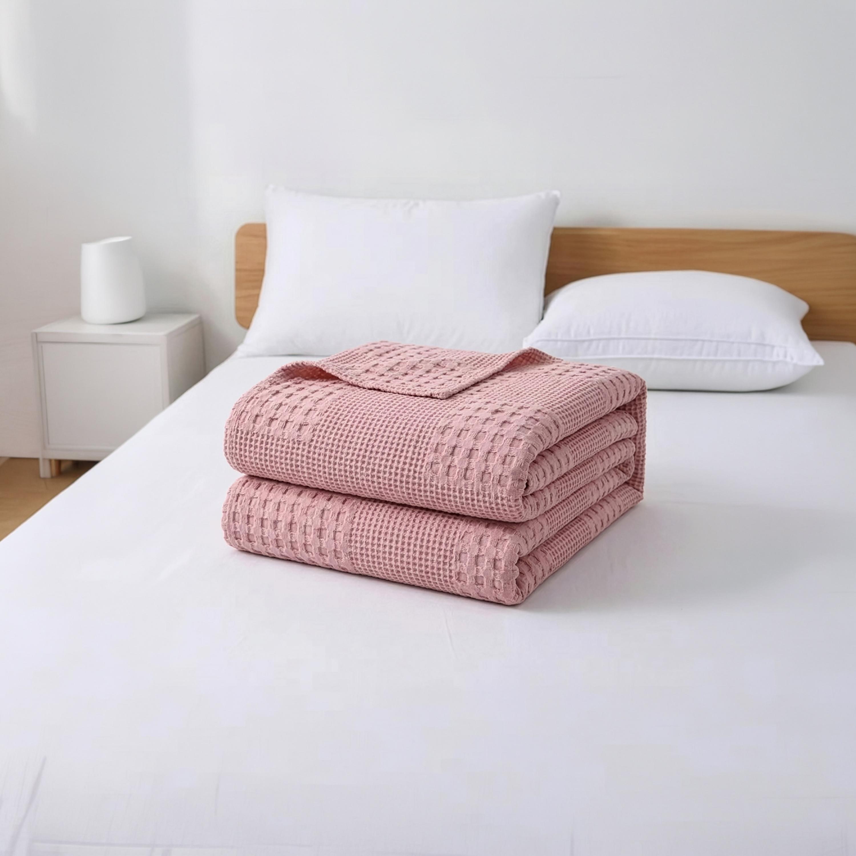 Donetella Waffle Hypoallergenic Breathable Blanket - 140X200 Cm-household-cushionsandthrows-throwsandblankets-blankets-image-1
