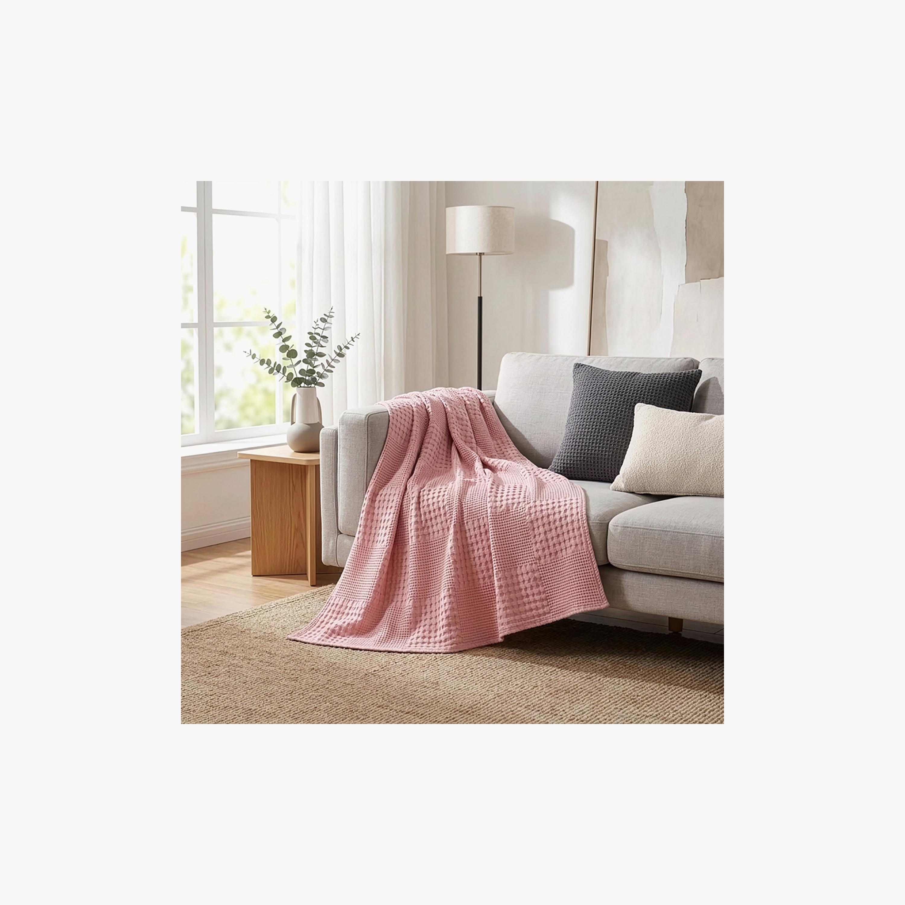Donetella Waffle Hypoallergenic Breathable Blanket - 140X200 Cm-household-cushionsandthrows-throwsandblankets-blankets-image-3