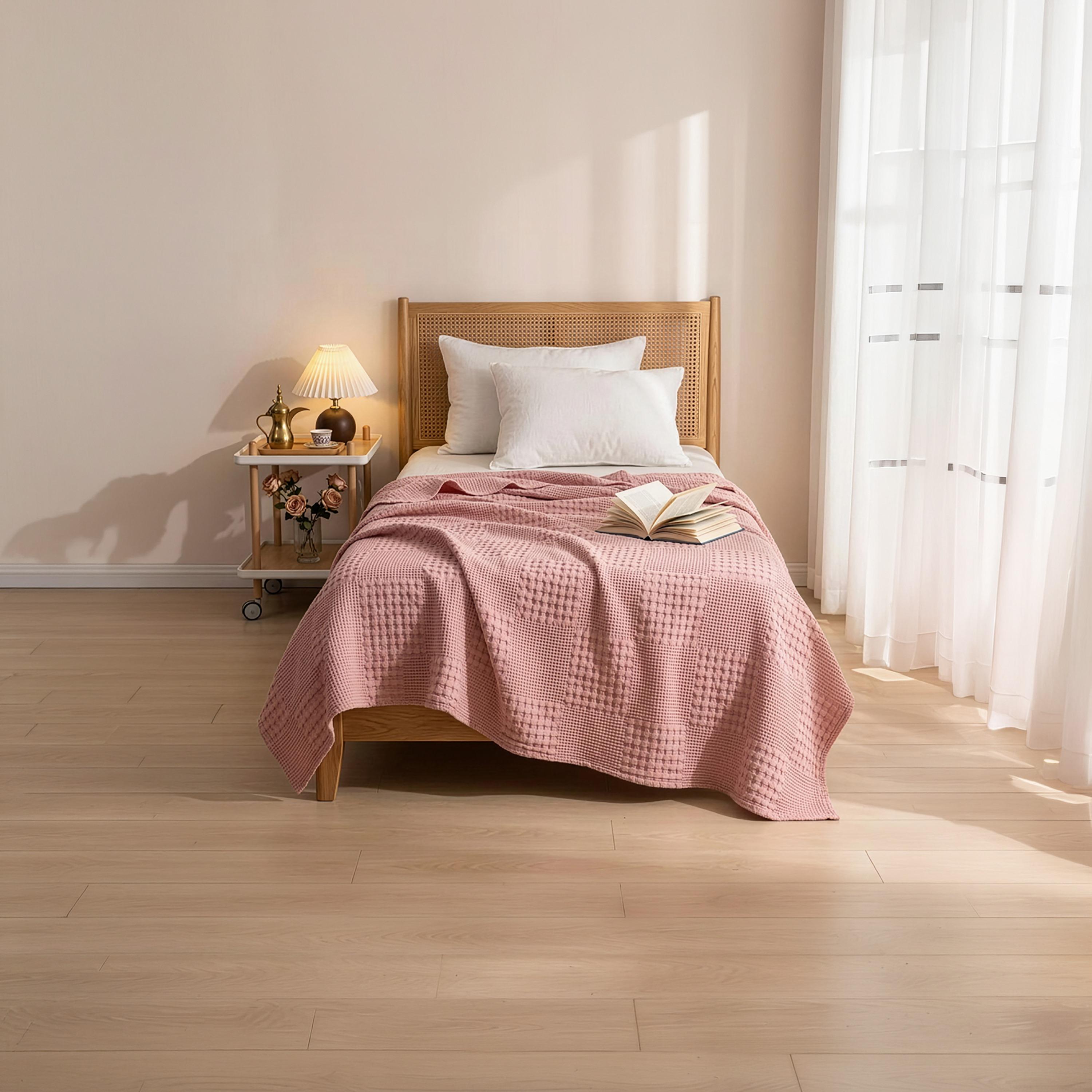 Donetella Waffle Hypoallergenic Breathable Blanket - 140X200 Cm-household-cushionsandthrows-throwsandblankets-blankets-image-4