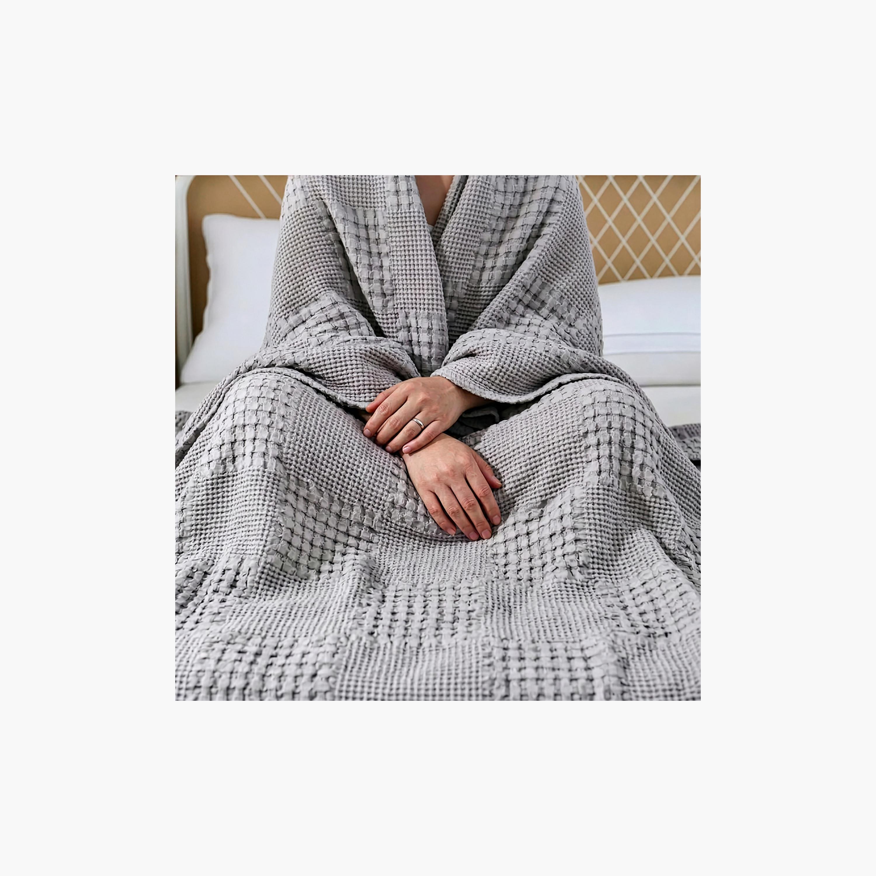 Donetella Waffle Hypoallergenic Breathable Blanket - 140X200 Cm-household-cushionsandthrows-throwsandblankets-blankets-image-6