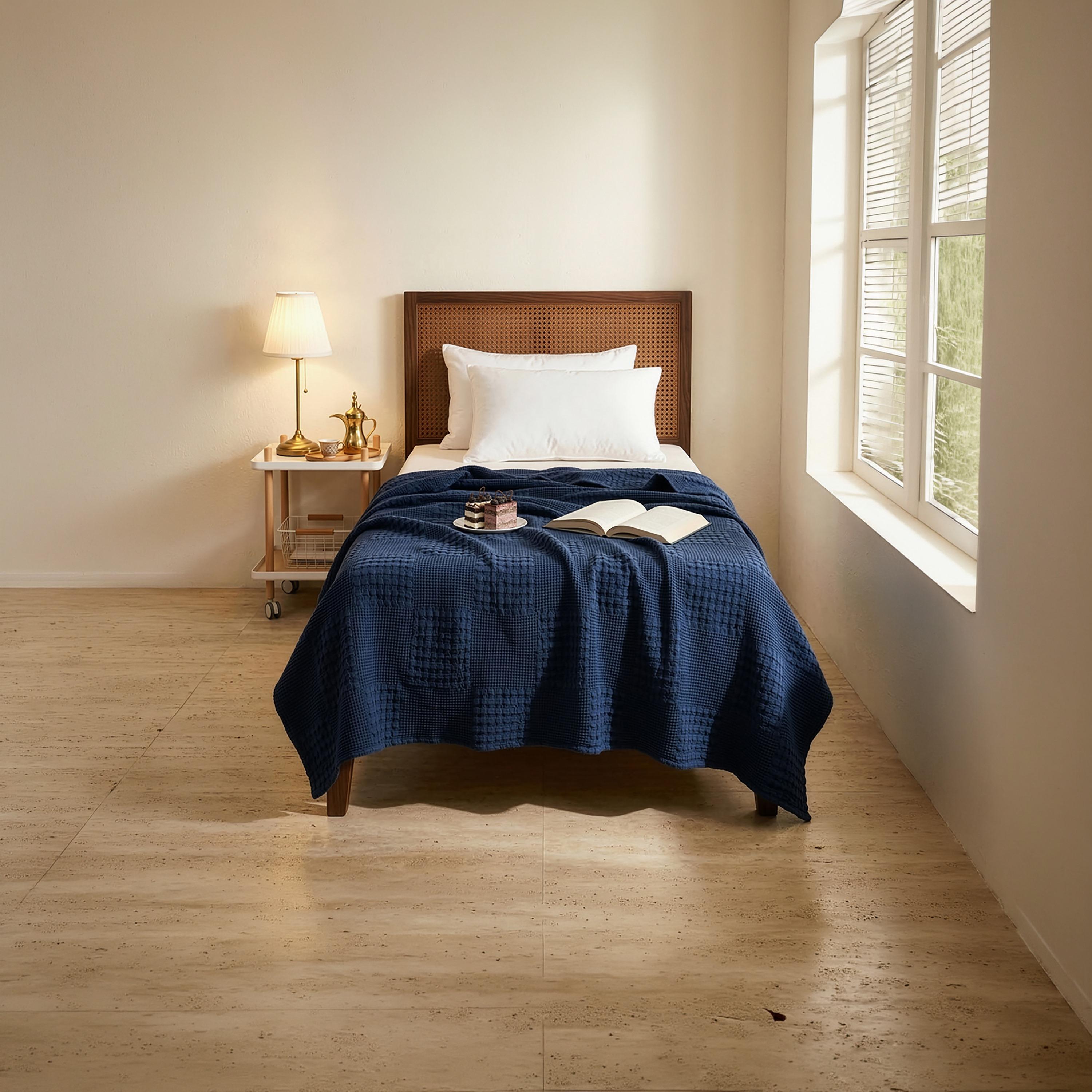 Donetella Waffle Hypoallergenic Breathable Blanket - 140X200 Cm-household-cushionsandthrows-throwsandblankets-blankets-image-4