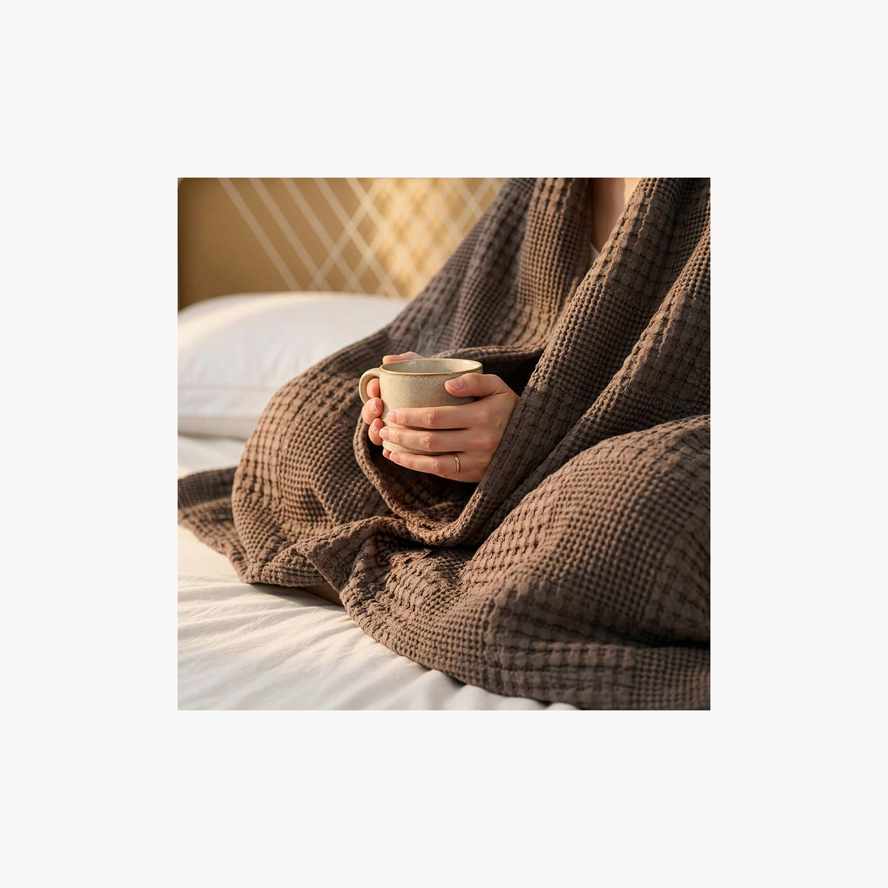 Donetella Waffle Hypoallergenic Breathable Blanket - 140X200 Cm-household-cushionsandthrows-throwsandblankets-blankets-image-6