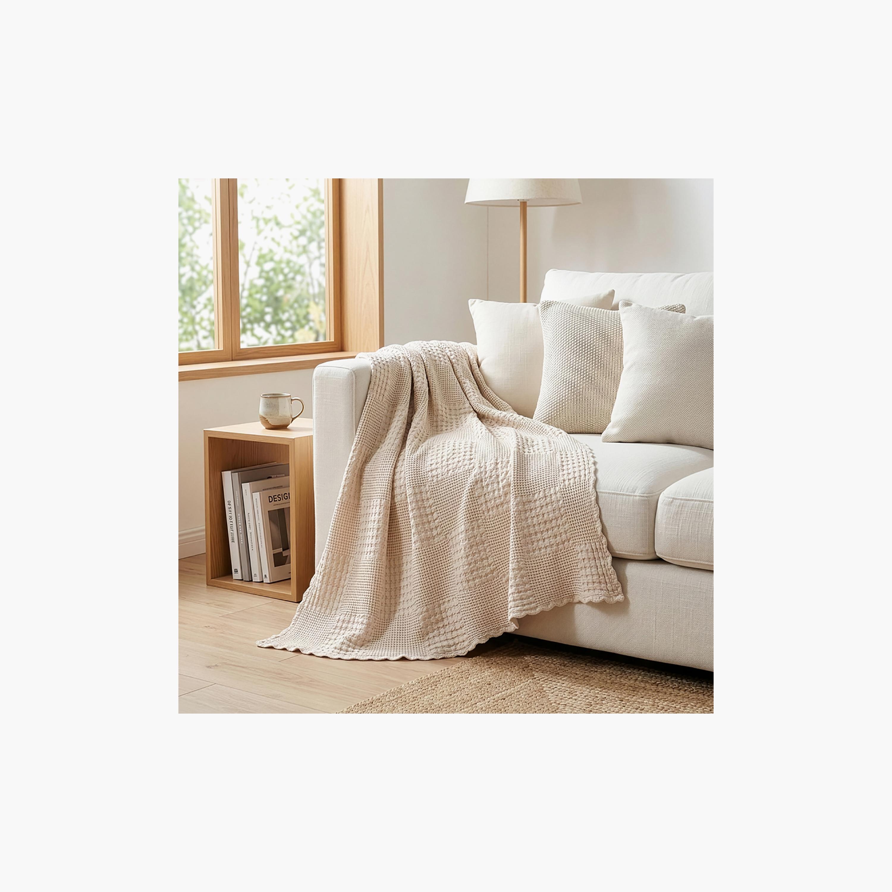 بطانية دونيتيلا وافل مضادة للحساسية وجيدة التهوية - 140 × 200 سم-household-cushionsandthrows-throwsandblankets-blankets-image-2