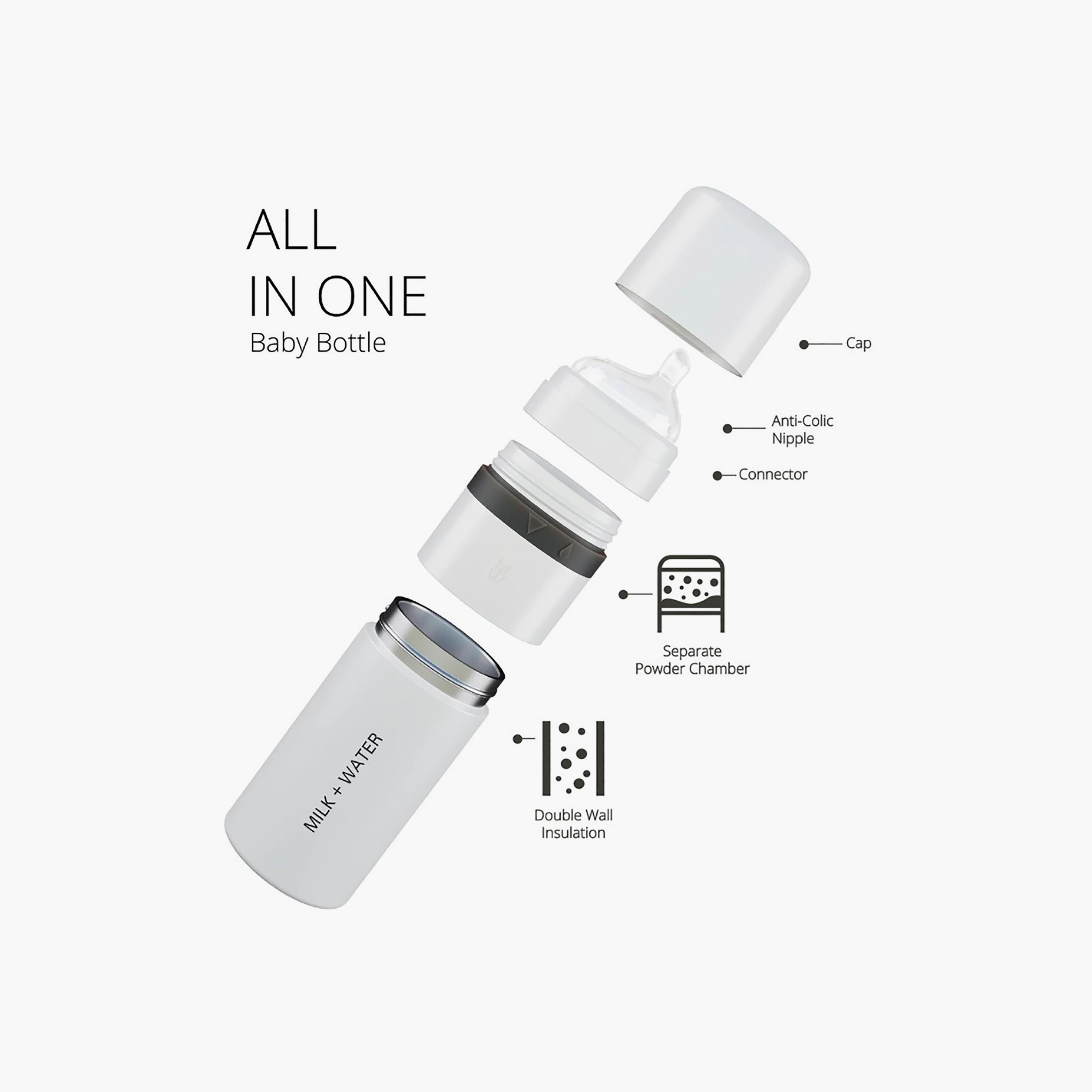 Milk + Water All In One Stainless Steel Feeding Bottle - Medium Flow-baby-feeding-feedingbottles-bottlesandteats-image-7