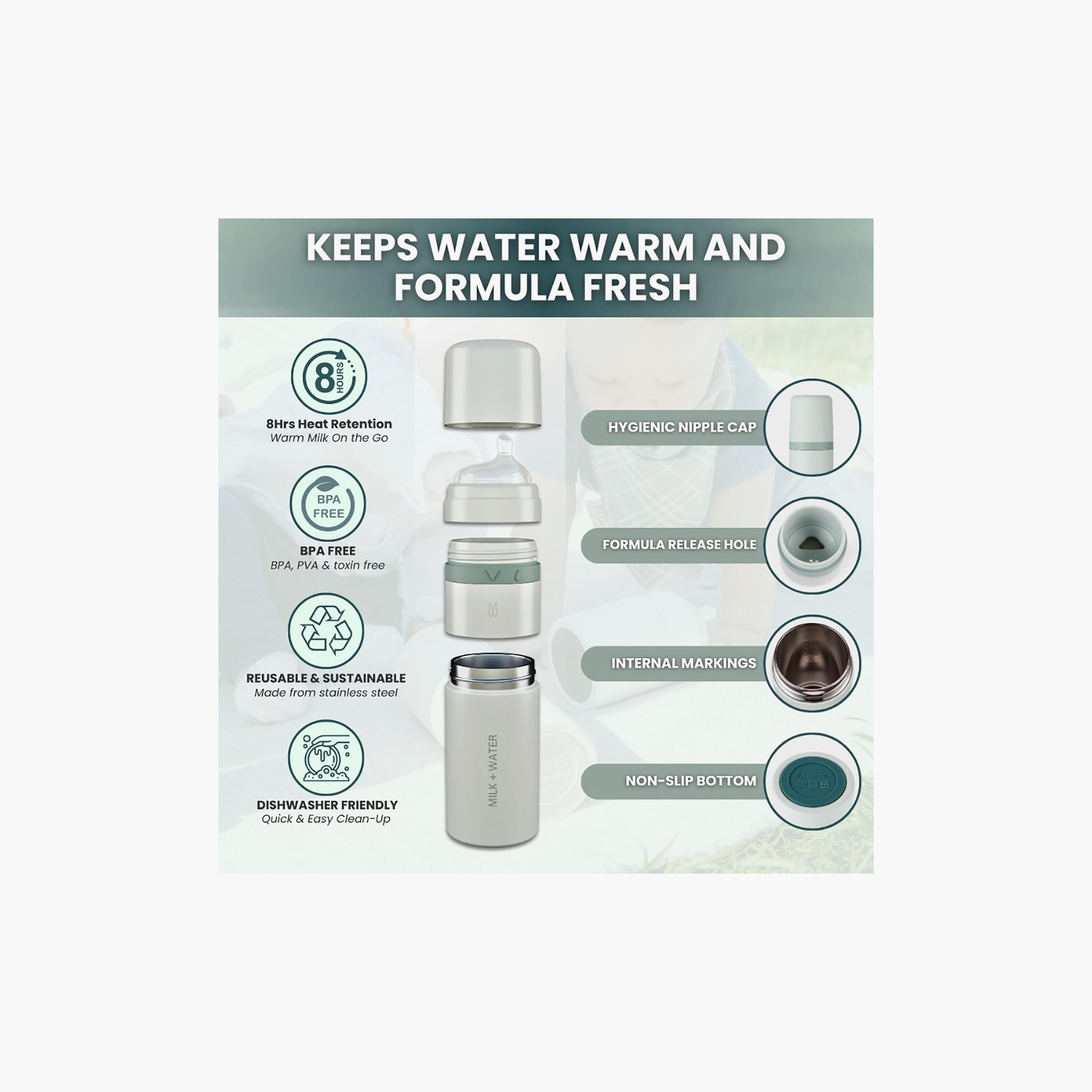 Milk + Water All In One Stainless Steel Feeding Bottle - Fast Flow-baby-feeding-feedingbottles-bottlesandteats-image-3