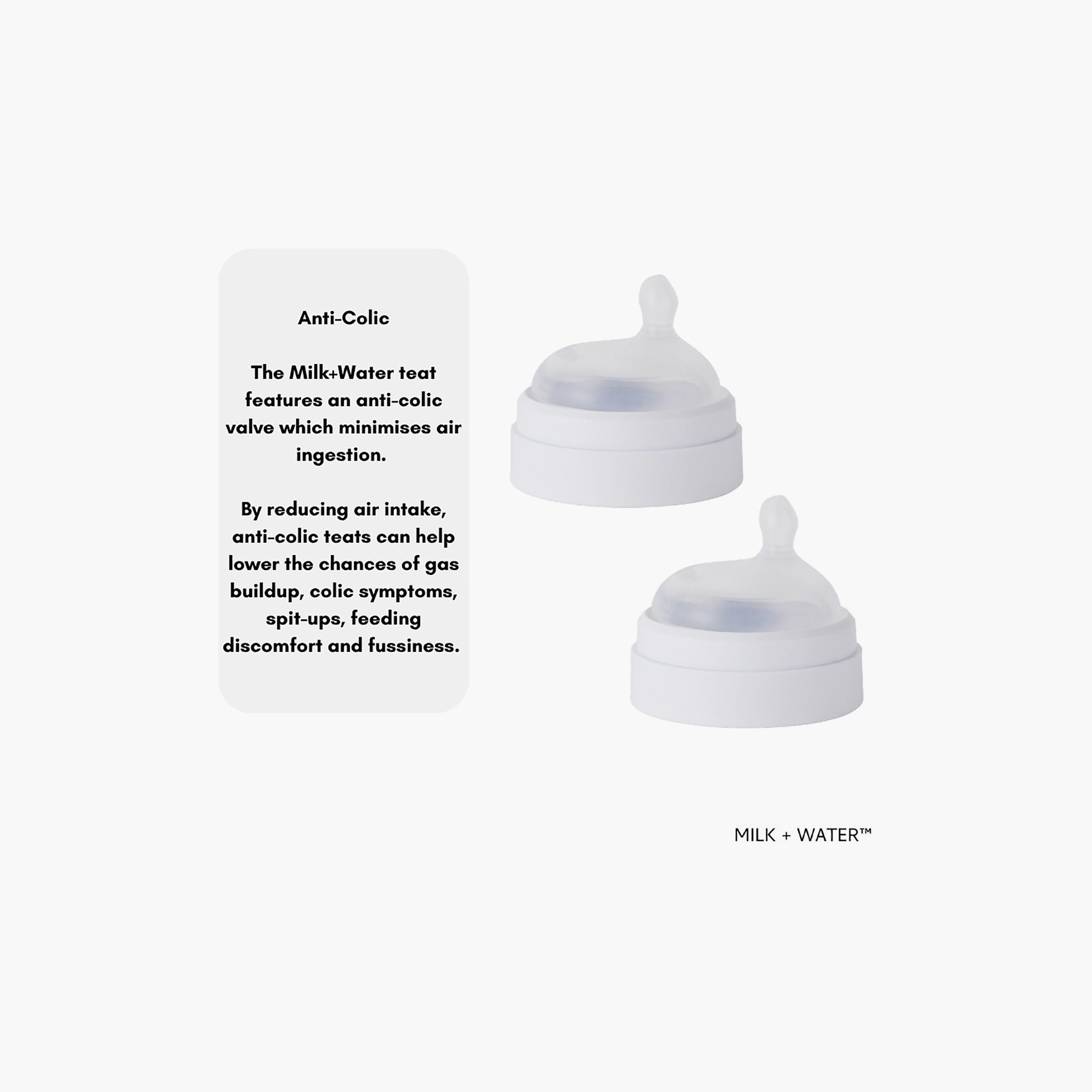Milk + Water 2-Piece Soft Silicone Teats - Slow Flow-baby-feeding-feedingbottles-bottlesandteats-image-2