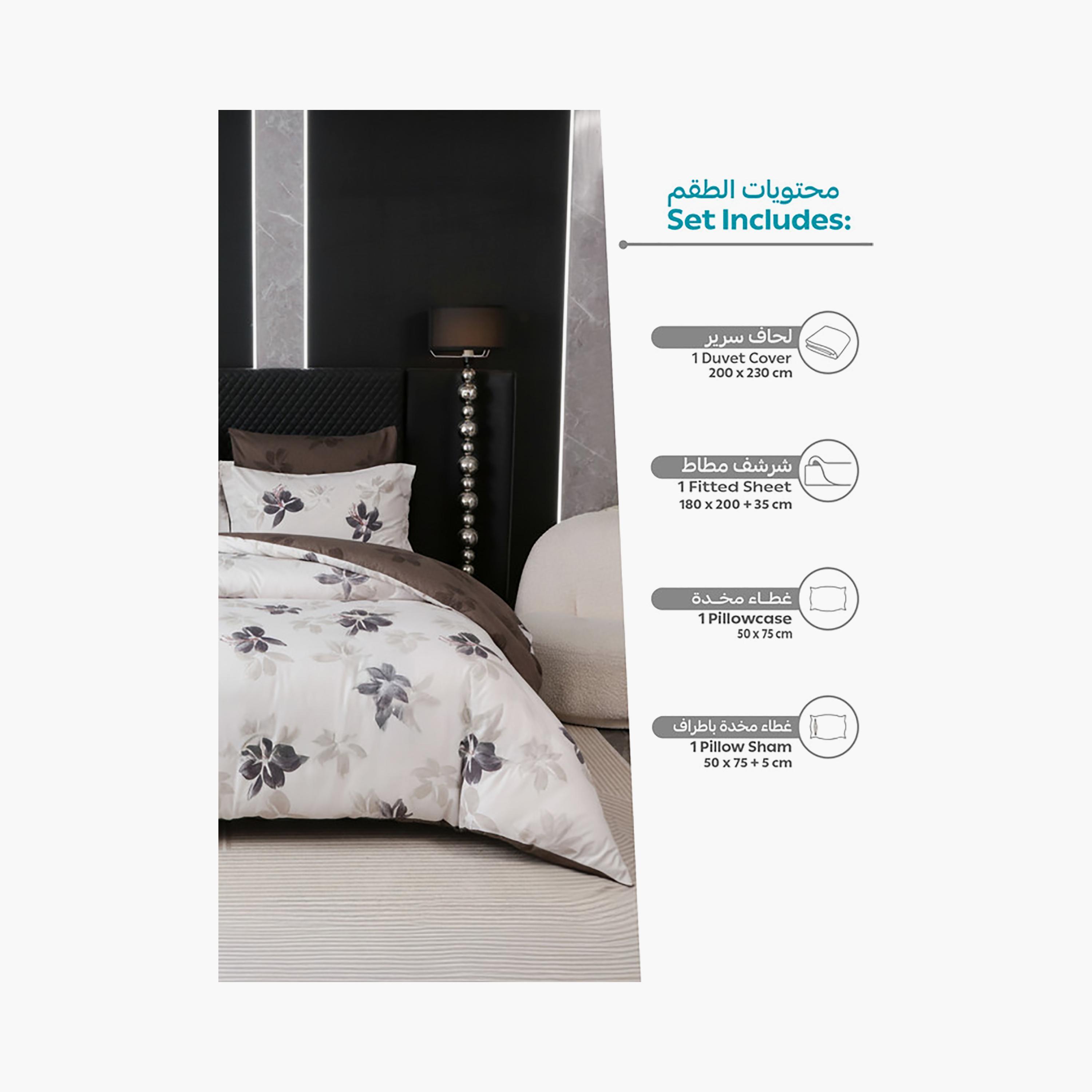 Donetella Queen Printed Hypoallergenic Reversible Duvet Cover Set - 200X230 Cm-household-bedding-duvetandcovers-duvetcovers-image-4