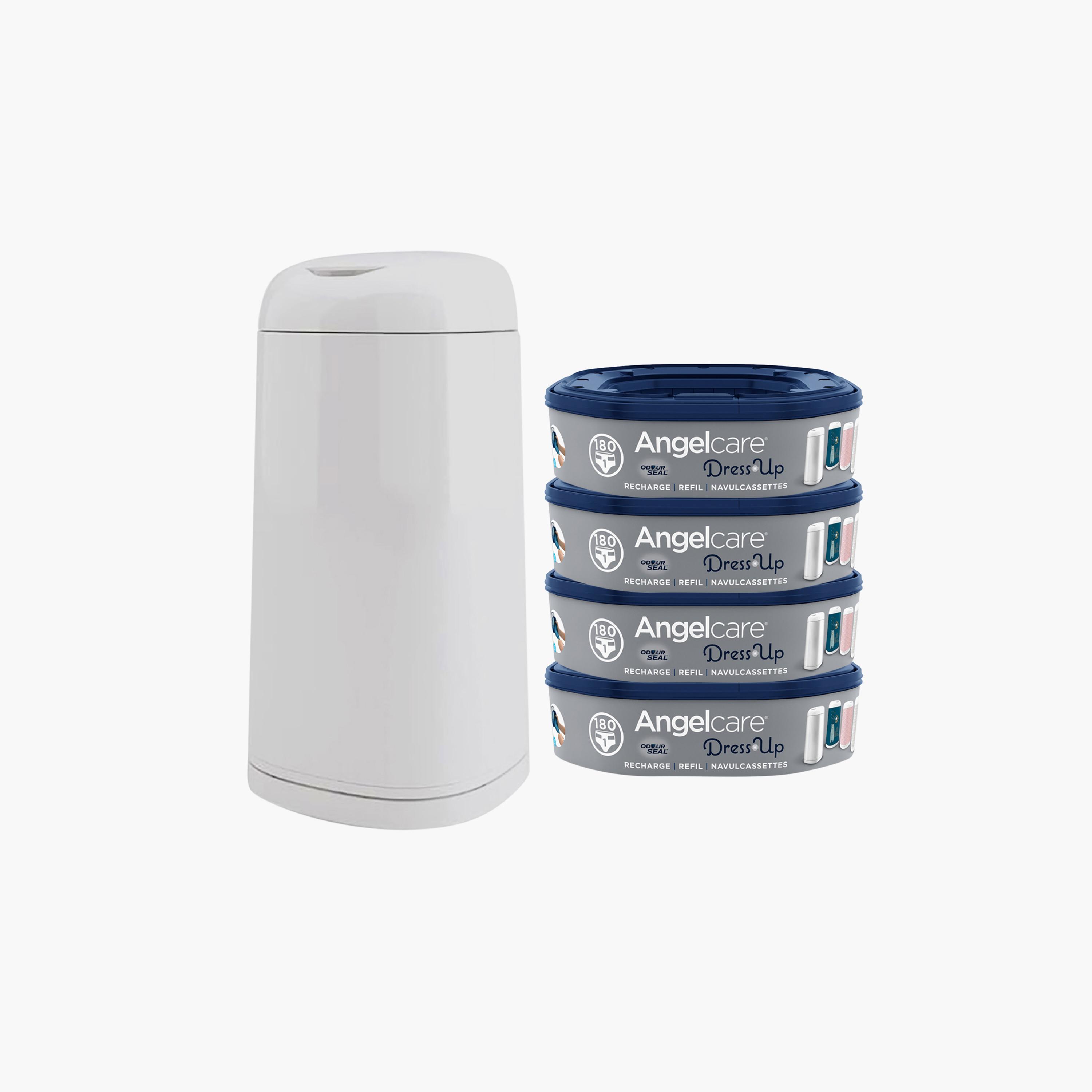 Angelcare 4-Pack Octagonal Refill Cassette with Diaper Bin Set-baby-diapering-binsandrefills-image-1