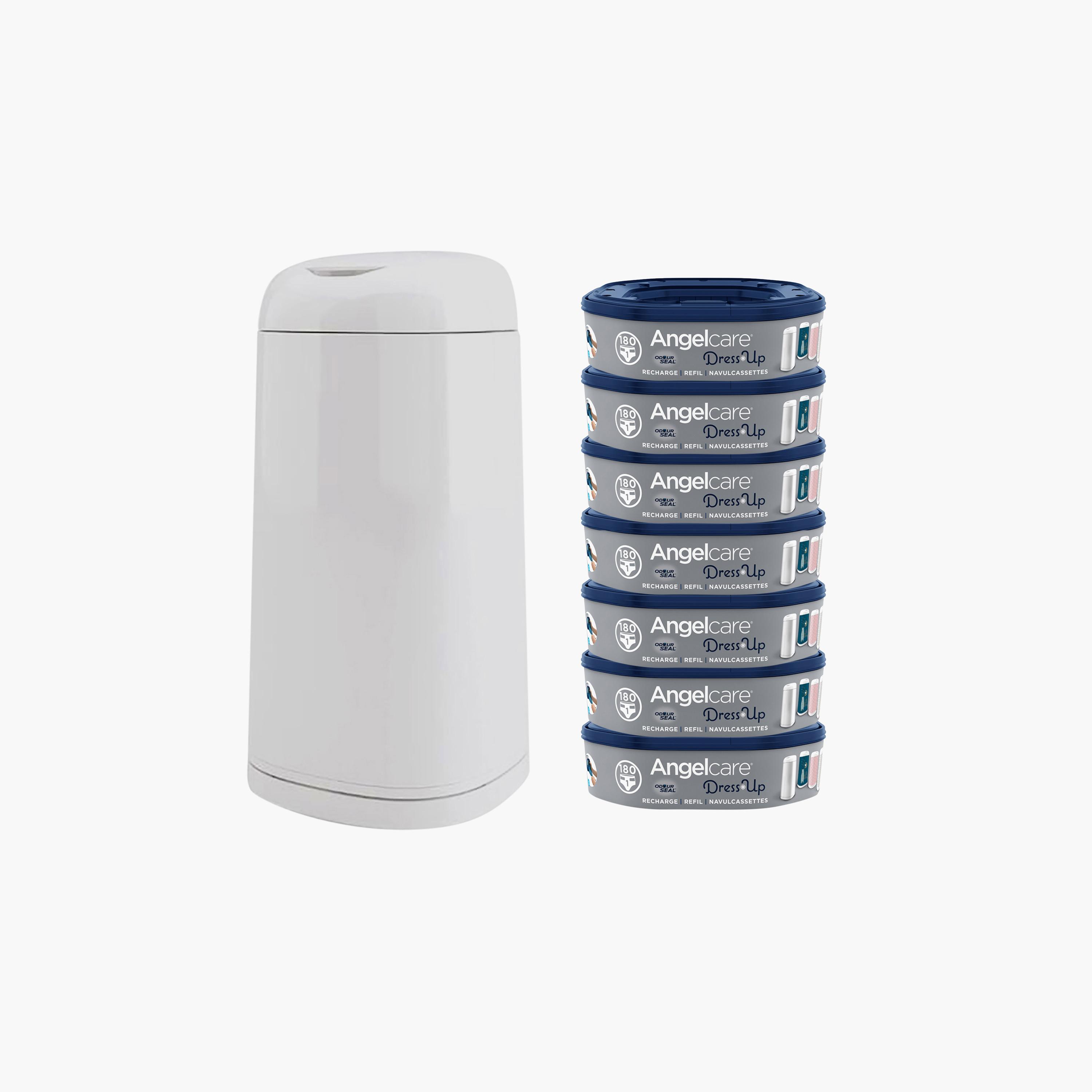 Angelcare 7-Pack Octagonal Refill Cassette with Diaper Bin Set-baby-diapering-binsandrefills-image-1