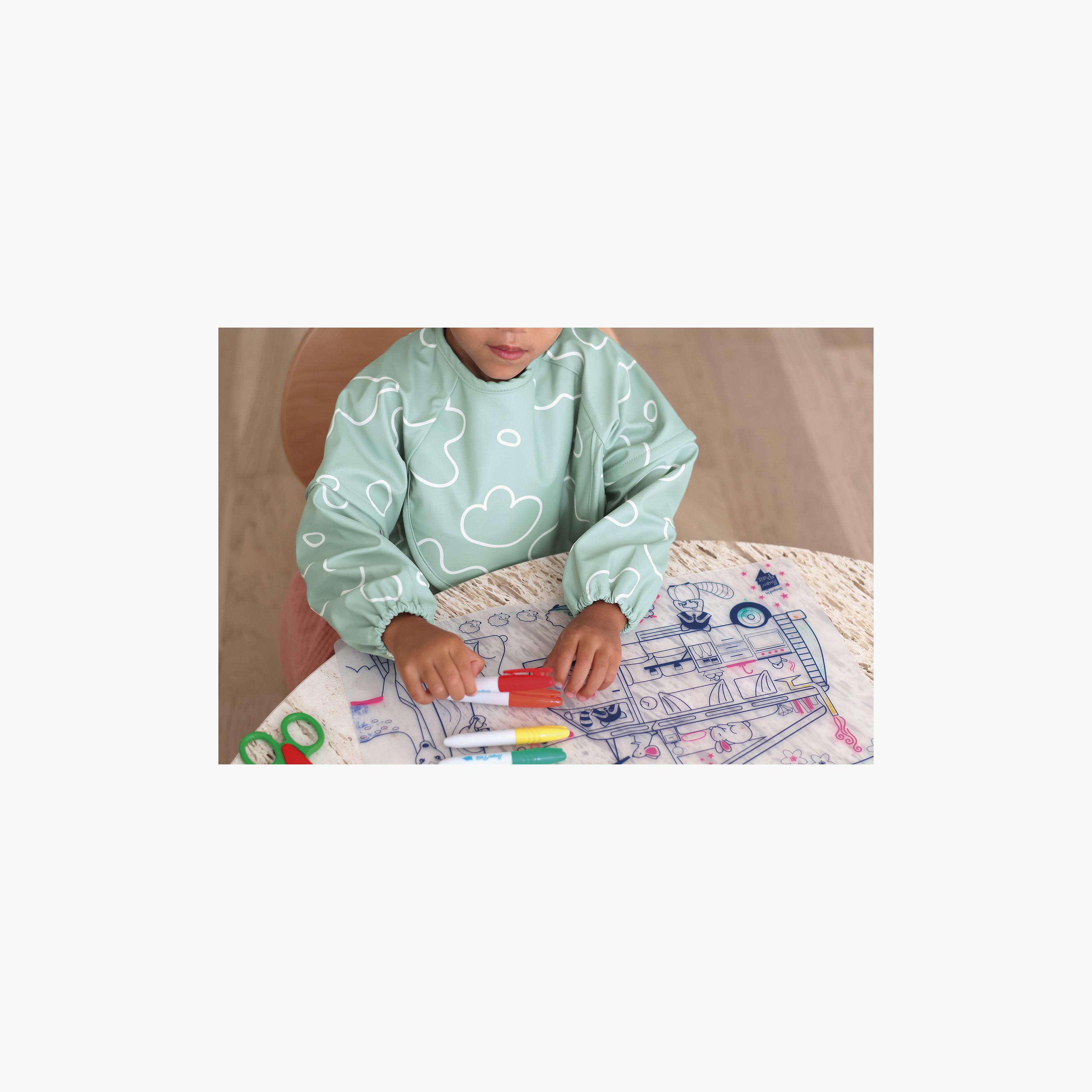 مريلة أطفال 2 في 1 بأكمام قابلة للإزالة من بيابا-baby-feeding-bibs-image-2