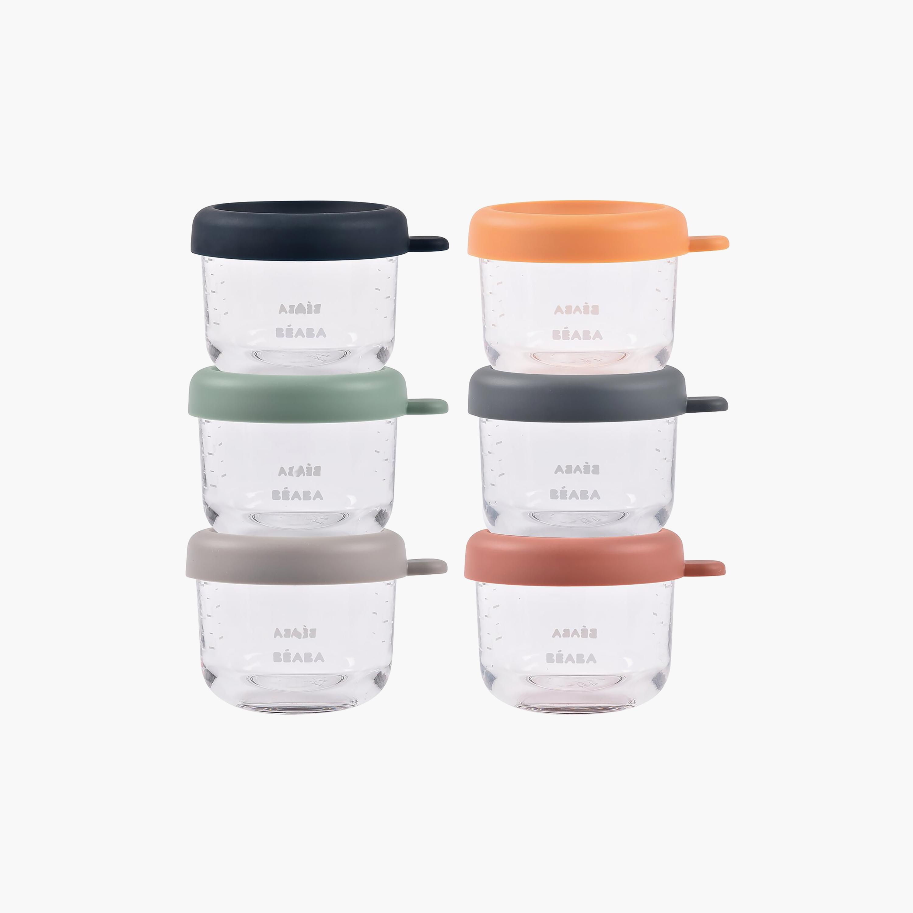طقم حافظات طعام زجاجية من بيابا - 6 قطع × 150 مل-baby-feeding-mealtimeessentials-image-1