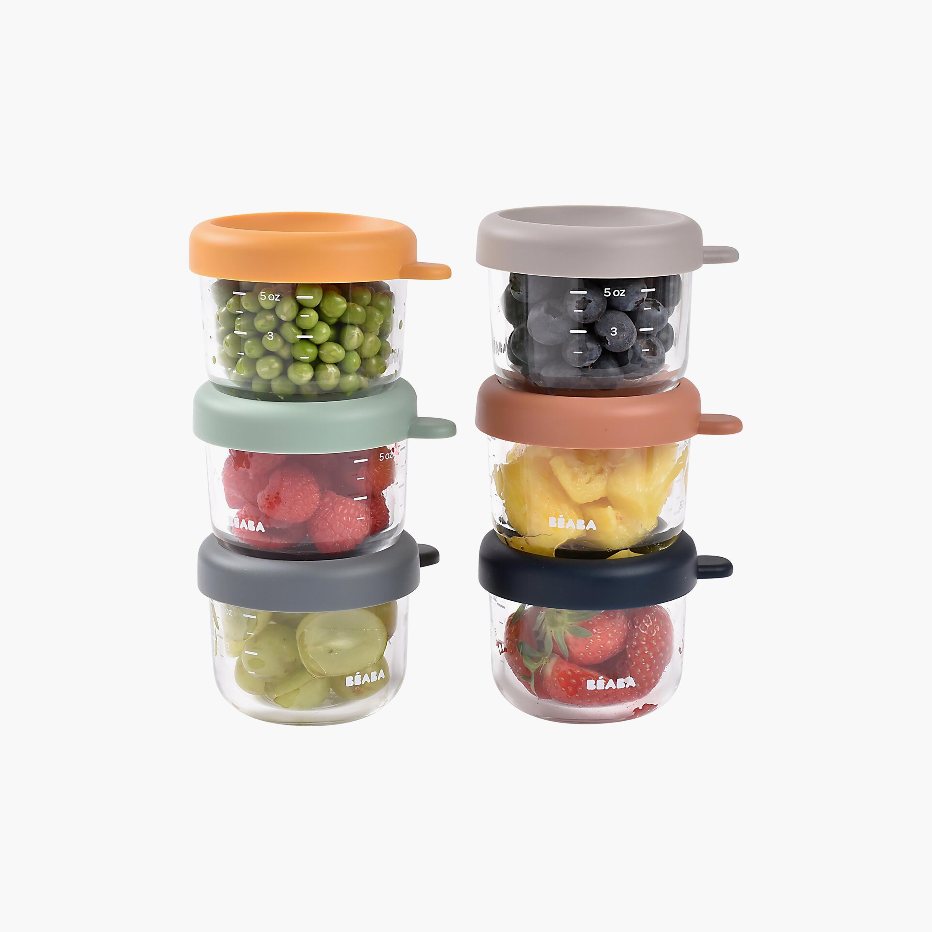 طقم حافظات طعام زجاجية من بيابا - 6 قطع × 150 مل-baby-feeding-mealtimeessentials-image-2